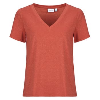 Lyhythihainen t-paita Vila  VILUXI GLITTER V-NECK  EU S