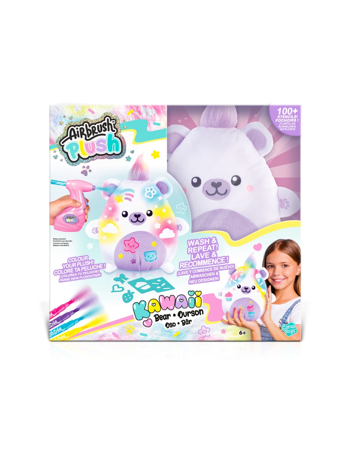 Airbrush plush pehmo kawaii bear ja kynäruisku, 25 cm – AIRBRUSH