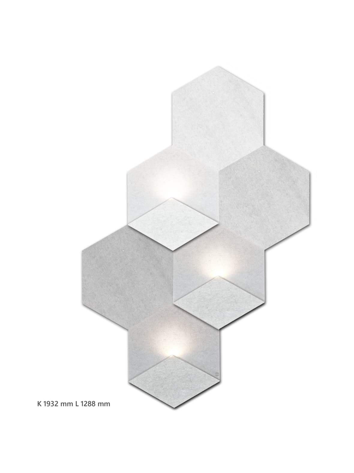 Heksagon valoelementti 3+3 harmaasävyt