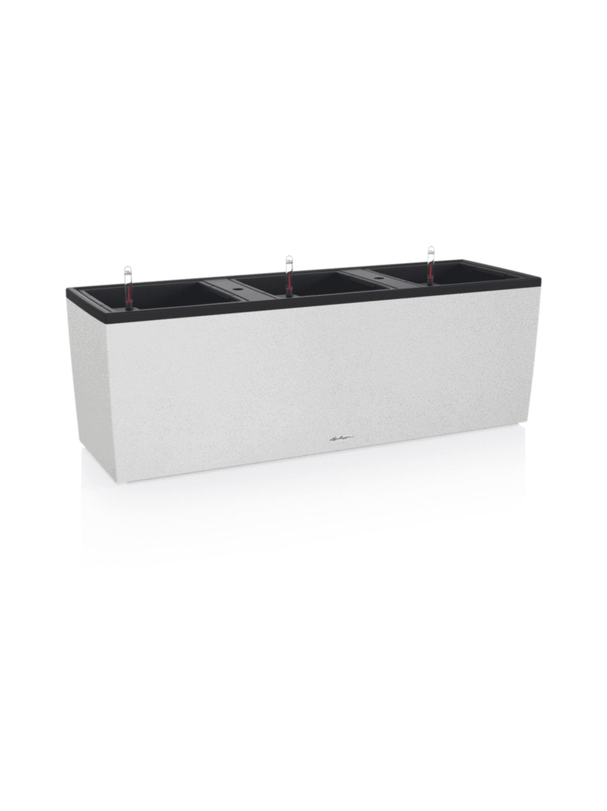 Trio stone valkoinen altakasteluruukku 100x32cm, korkeus 34cm + jalat 15 cm + köynnöskehikko – LECHUZA