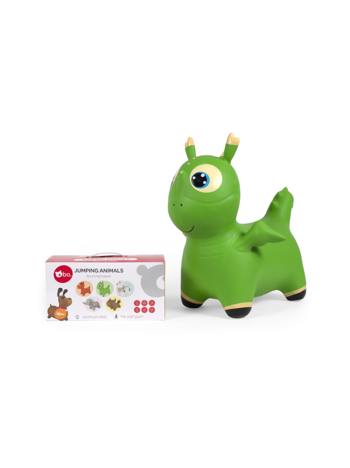 Bo. pomppueläin, vihreä dino