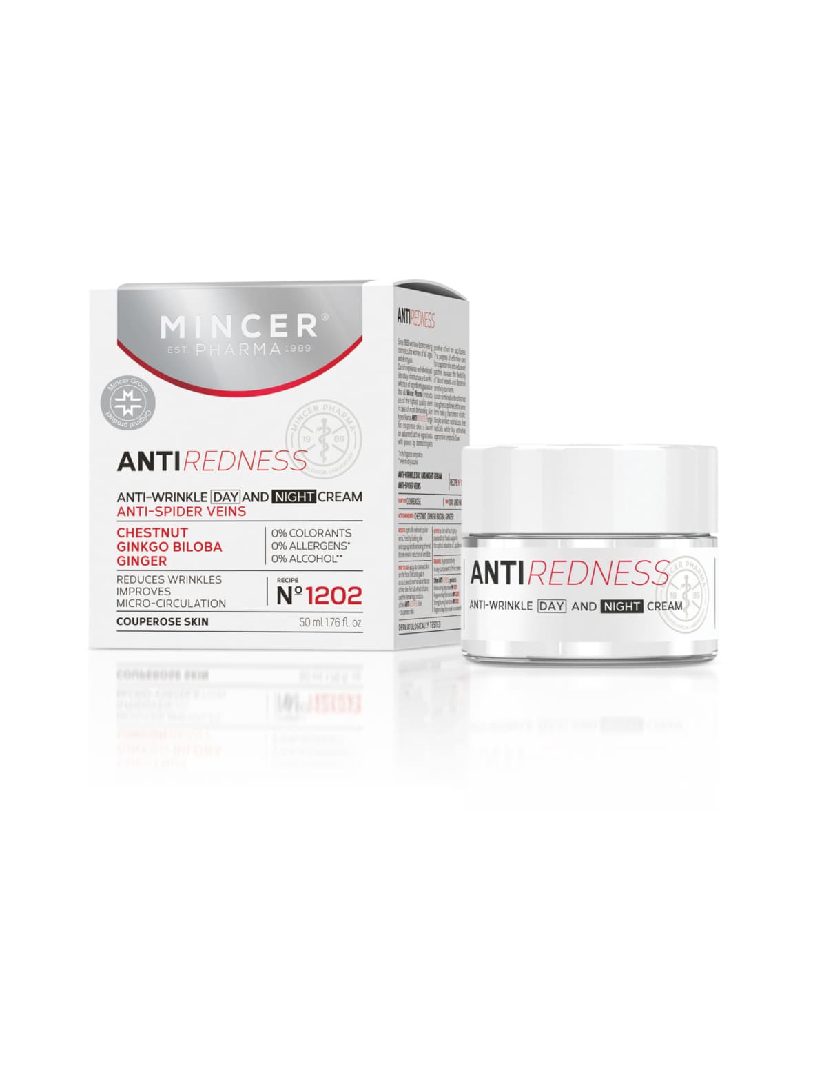 Antiredness anti-wrinkle day&night cream -kiinteyttävä 24h hoitovoide 50ml – Mincer Pharma