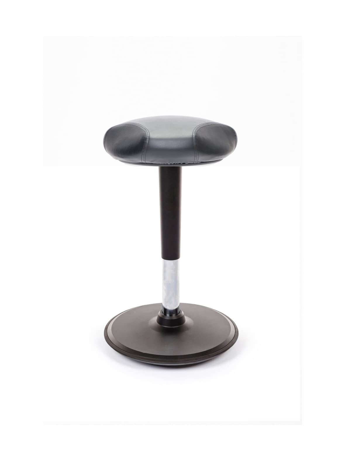 Stoo® triangle aktiivituoli keinonahkaistuimella - korkea 57 - 86 cm, musta runko – Stoo® Active Ergonomics