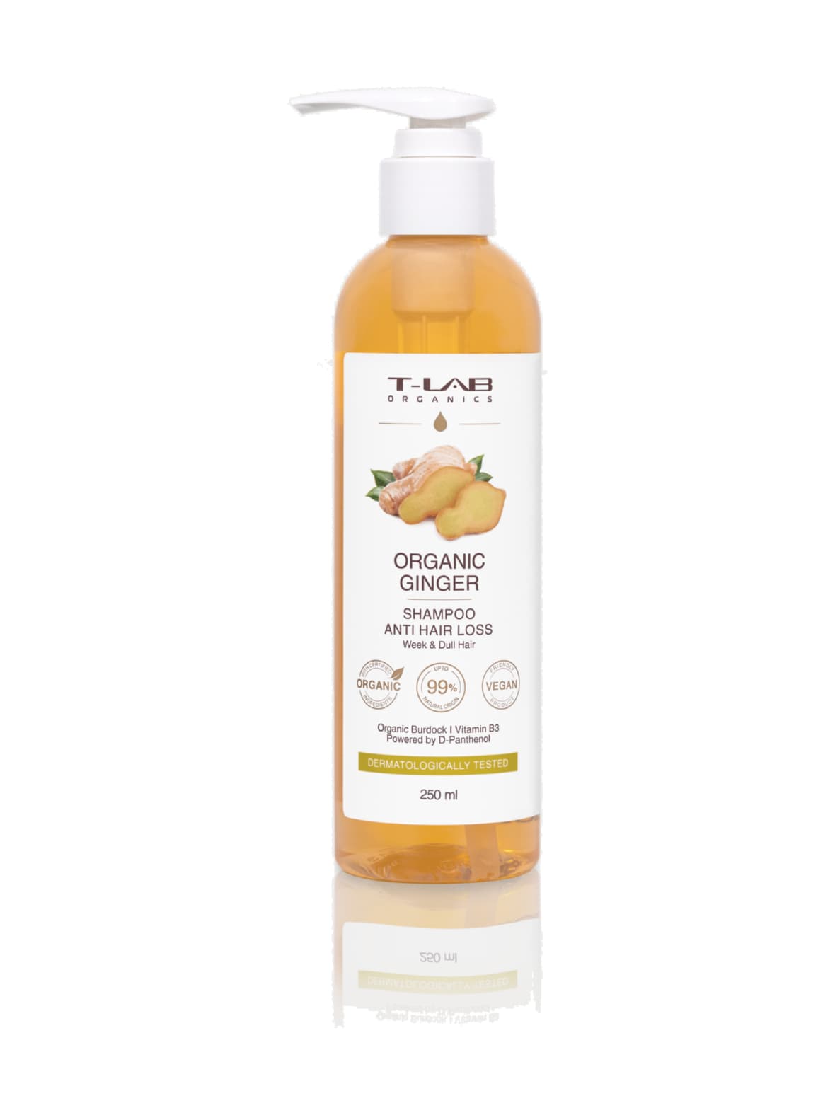 Organic ginger anti hair loss shampoo -hiuksia vahvistava shampoo 250ml – T-LAB Professional