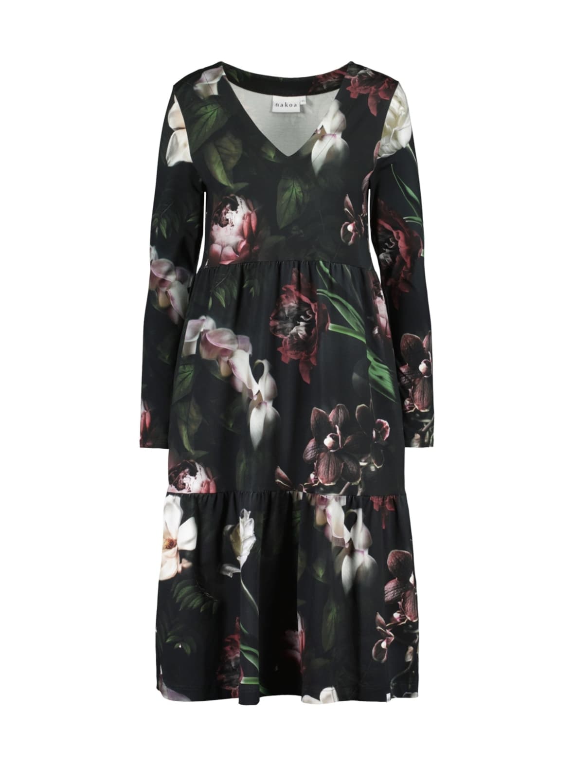 Amélie dress kerrosmekko, noir – Nakoa
