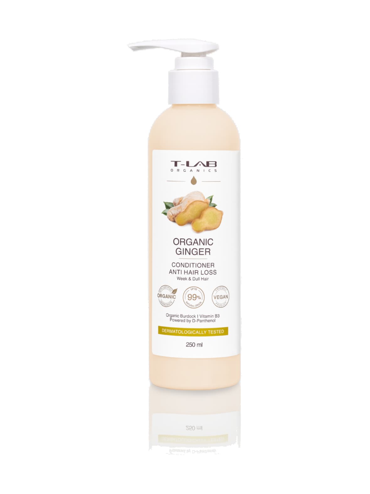Organic ginger anti hair loss conditioner -hoitoaine hauraille hiuksille 250ml – T-LAB Professional