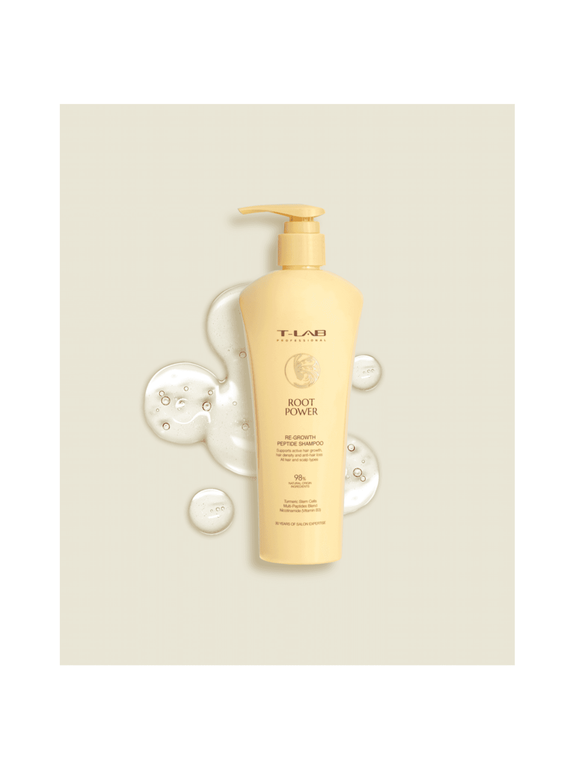 Root power re-growth peptide shampoo -hiustenkasvua tukeva shampoo kaikille hiustyypeille 300ml – T-LAB Professional