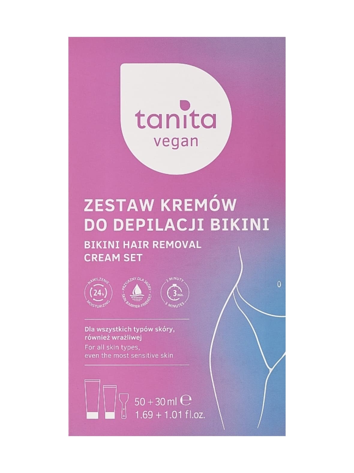 Bikini hair removal cream set -ihokarvanpoistotuotteet bikinialueelle 50+30ml – Tanita