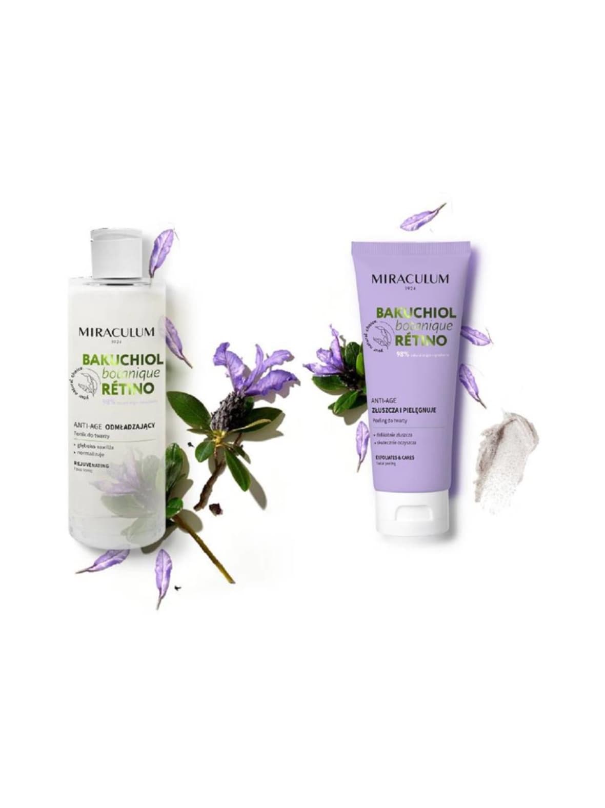 Bakuchiol anti-age face toner & face peeling -kasvovesi ja kuorinta, 2 tuotetta