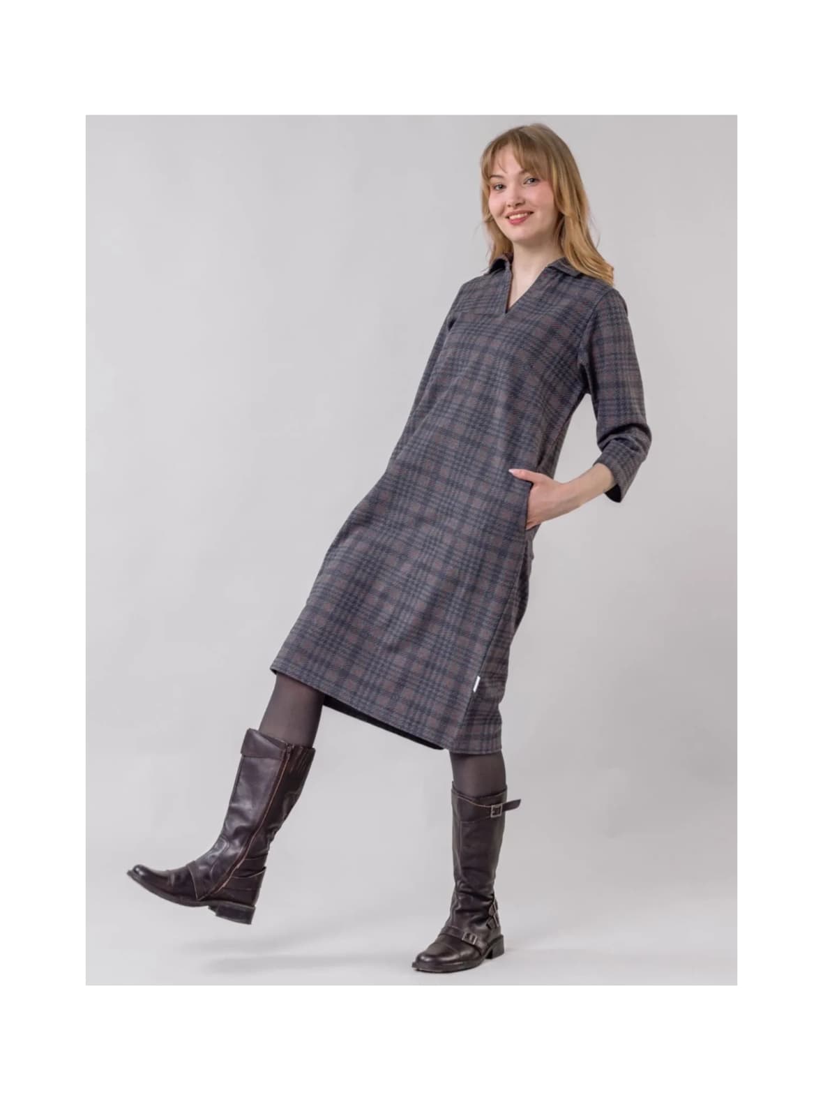 Valkama mekko, harmaa ruudullinen – Globe Hope