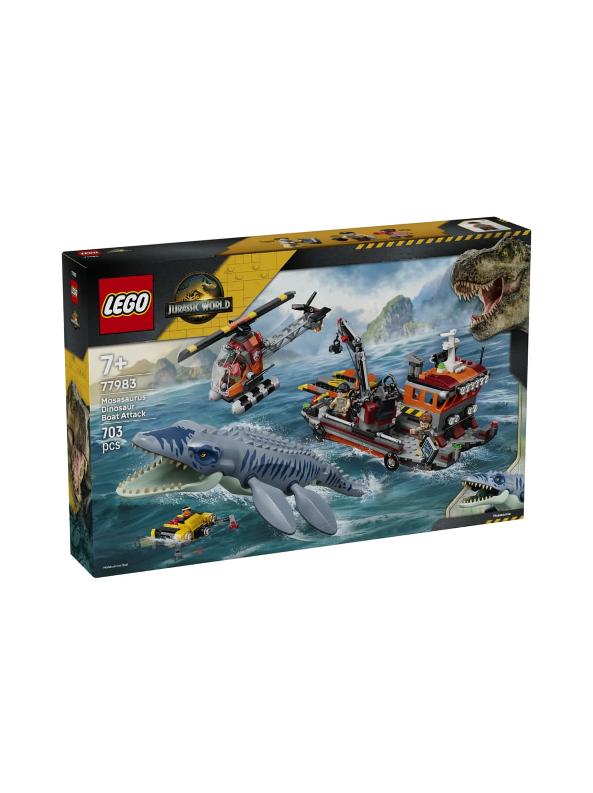 Lego jurassic world mosasaurus-dinosaurus hyökkää veneen kimppuun 77983