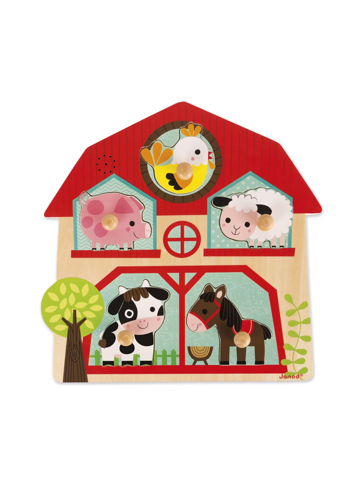 Janod äänipalapeli maatilan ystävät, 5 palaa
