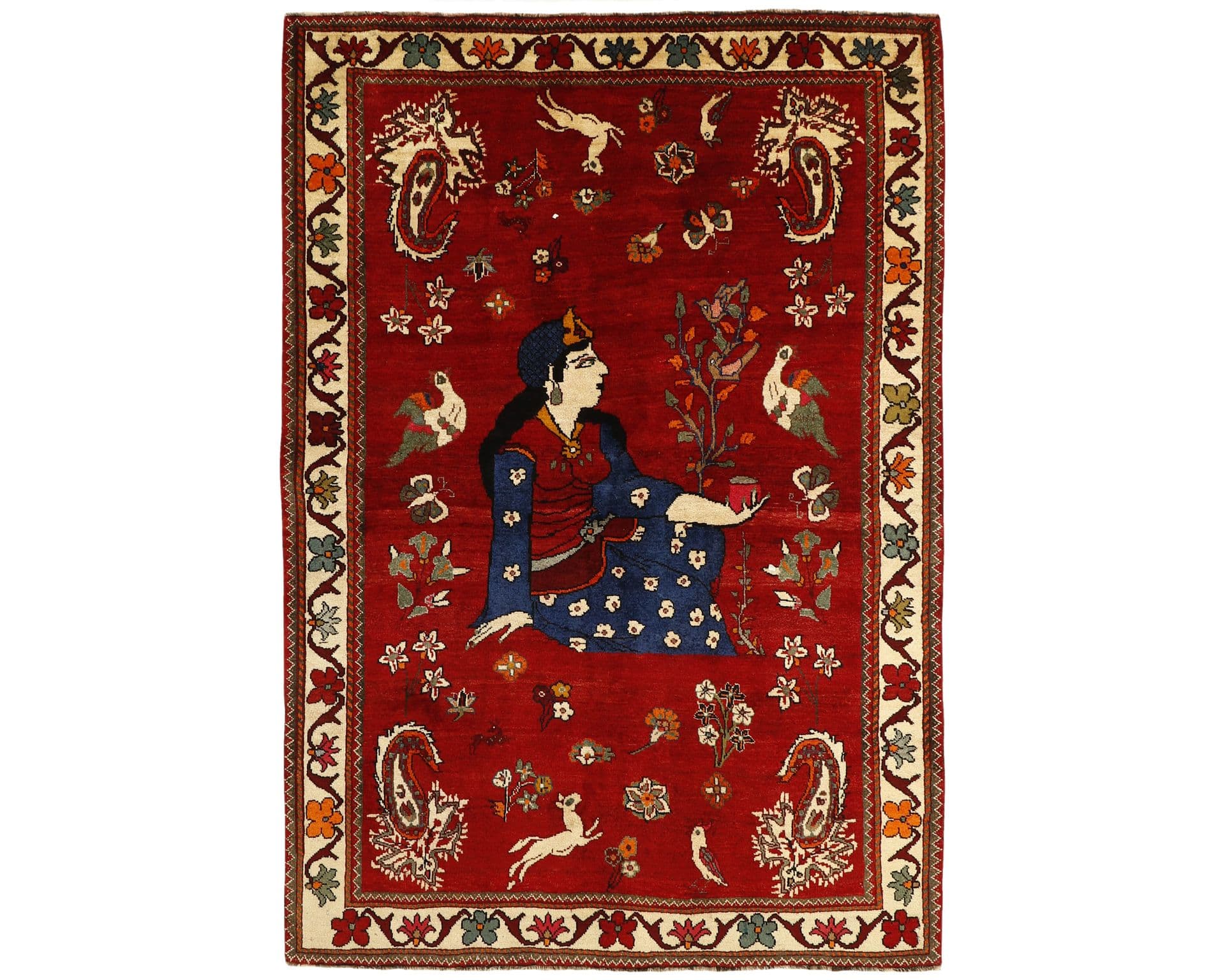 Old Figural Kashghai itämainen matto 180 x 263 cm – Rezas