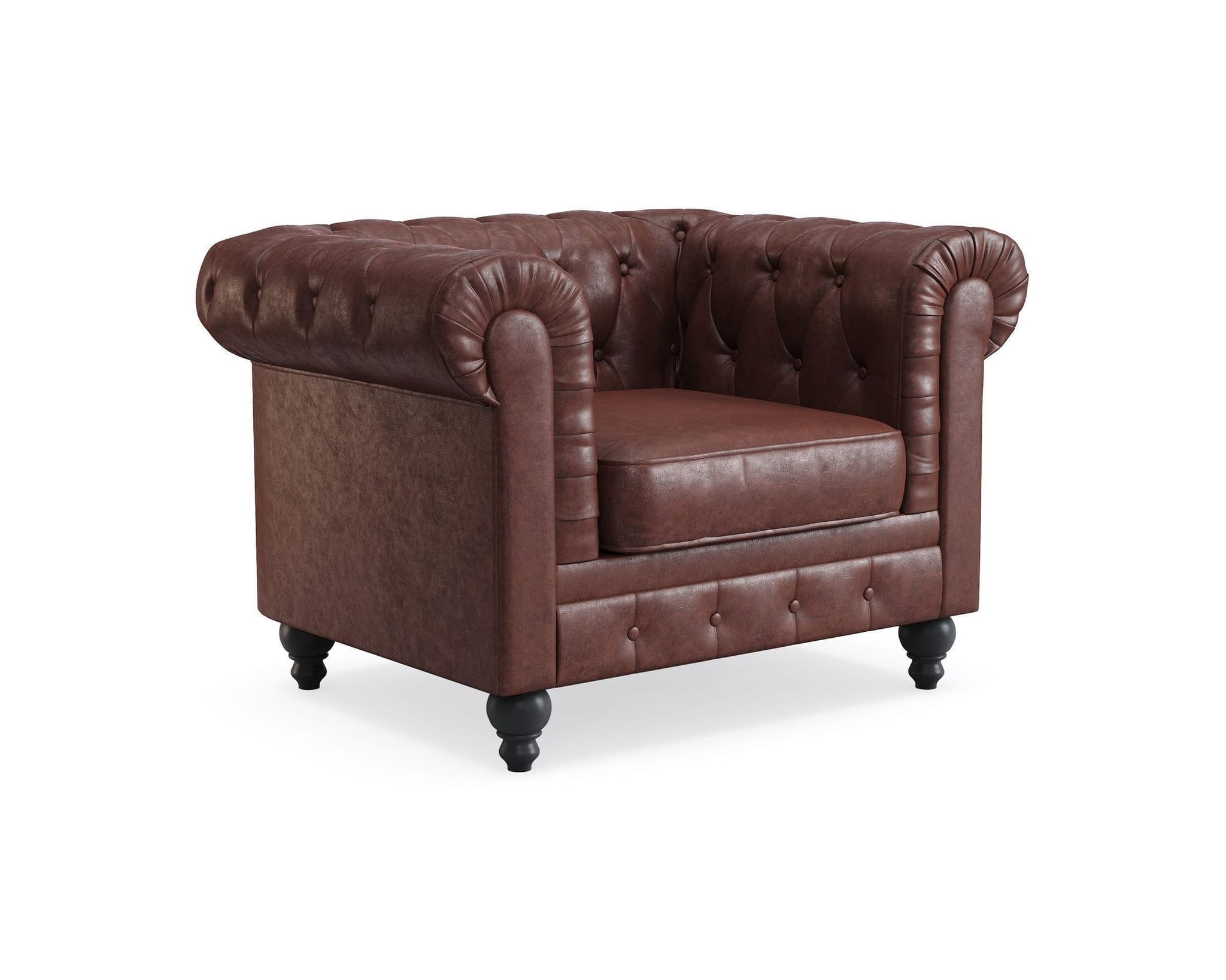 Chesterfield Lyx nojatuoli tummanruskea nahka – Manor House