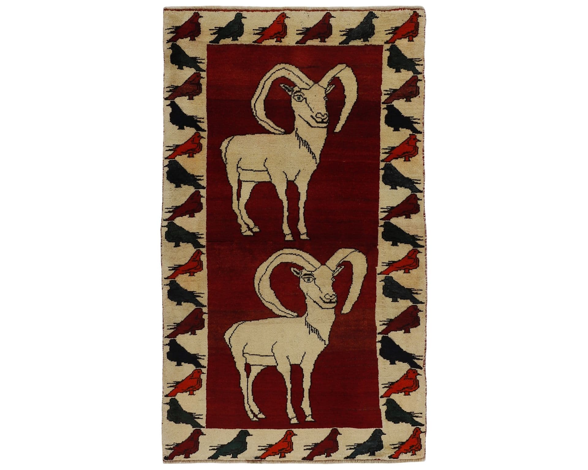 Old Figural Kashghai itämainen matto 104 x 192 cm – Rezas