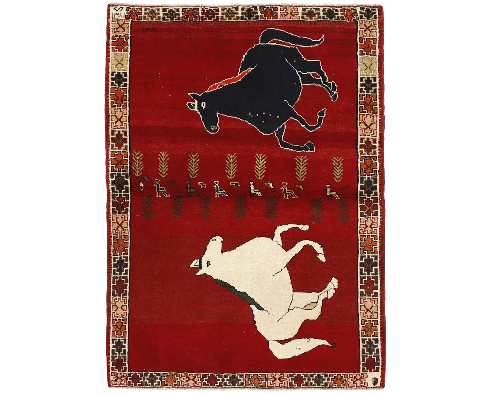 Old Figural Kashghai itämainen matto 121 x 176 cm – Rezas