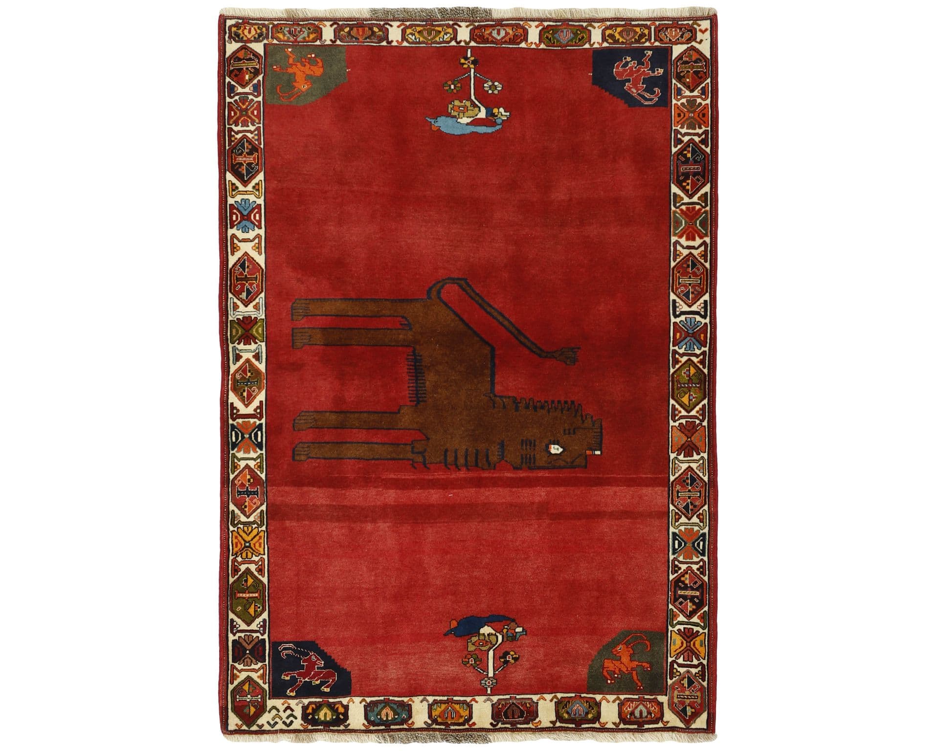 Old Figural Kashghai itämainen matto 129 x 189 cm – Rezas