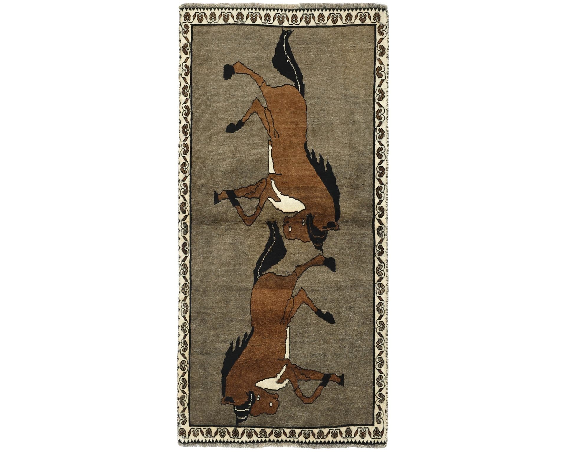 Old Figural Kashghai itämainen matto 101 x 209 cm – Rezas