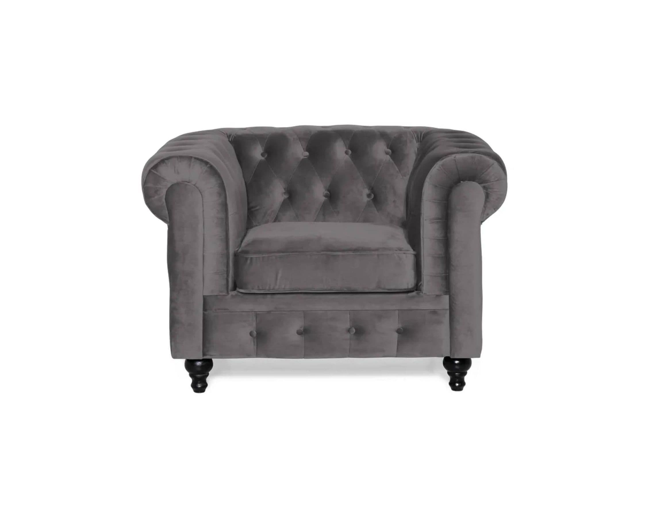 Chesterfield Lyx nojatuoli harmaa – Manor House