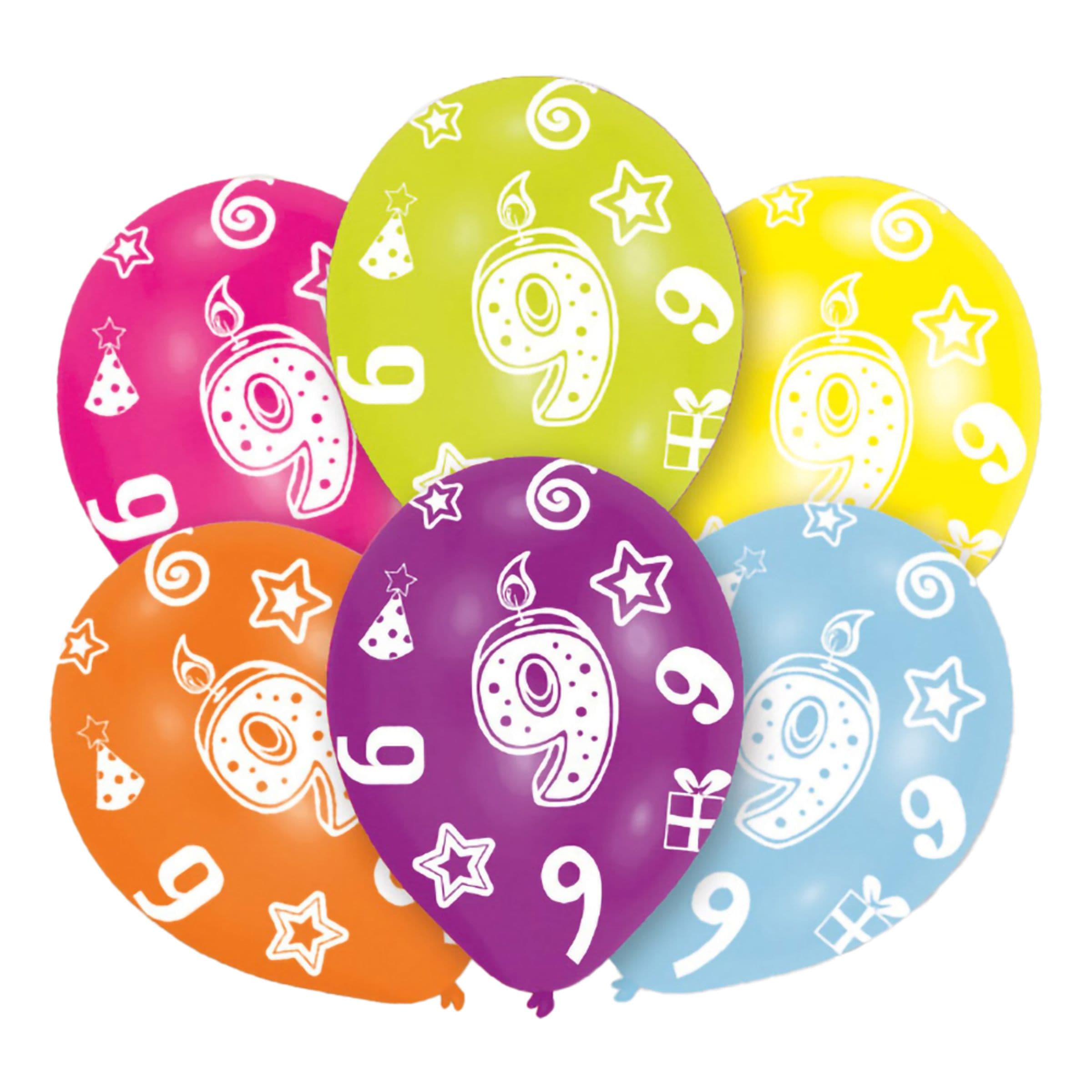 Ilmapallot Moniväriset 9 Vuotta - 6-pakkaus – Riethmüller