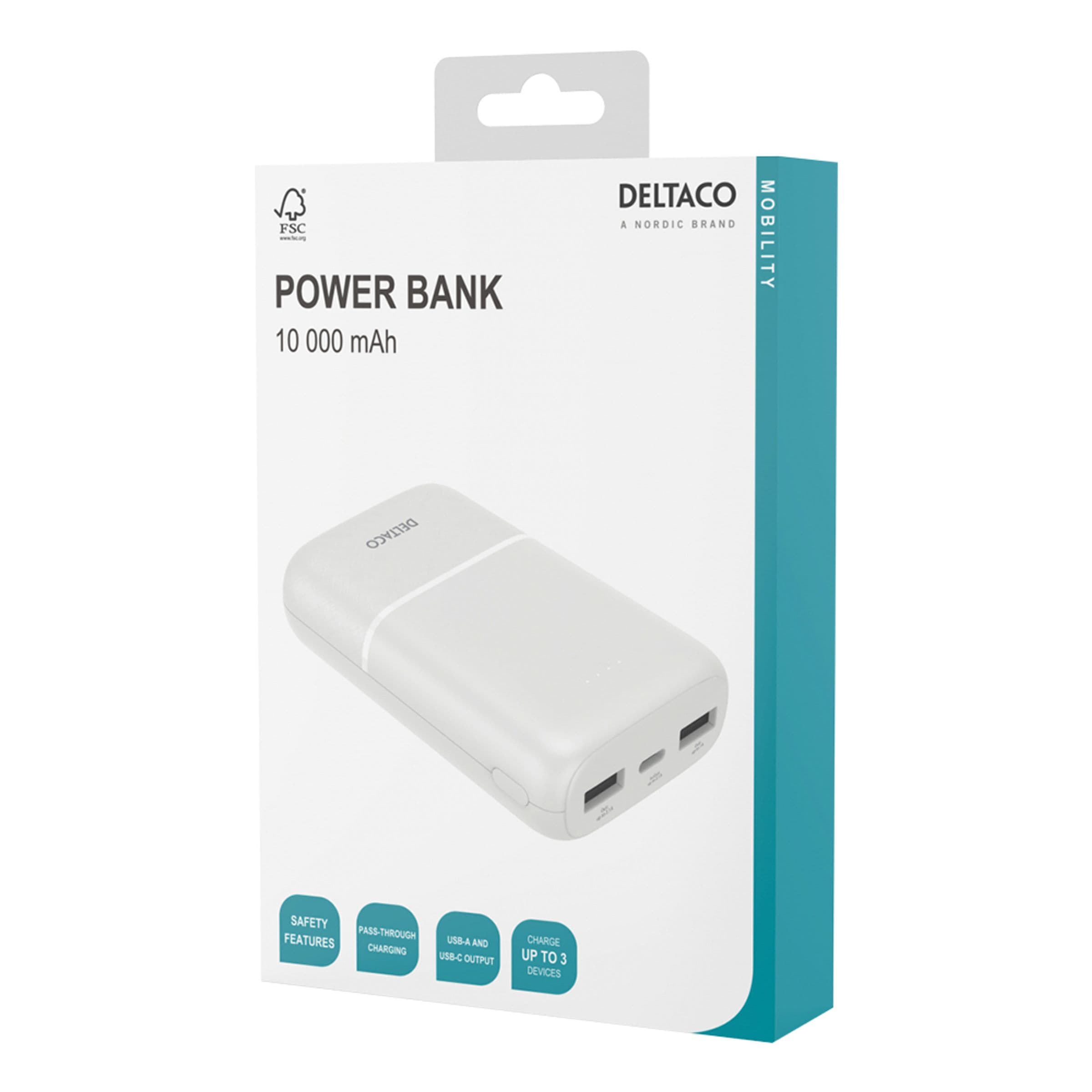 Deltaco Powerbank - 10 000 mAh
