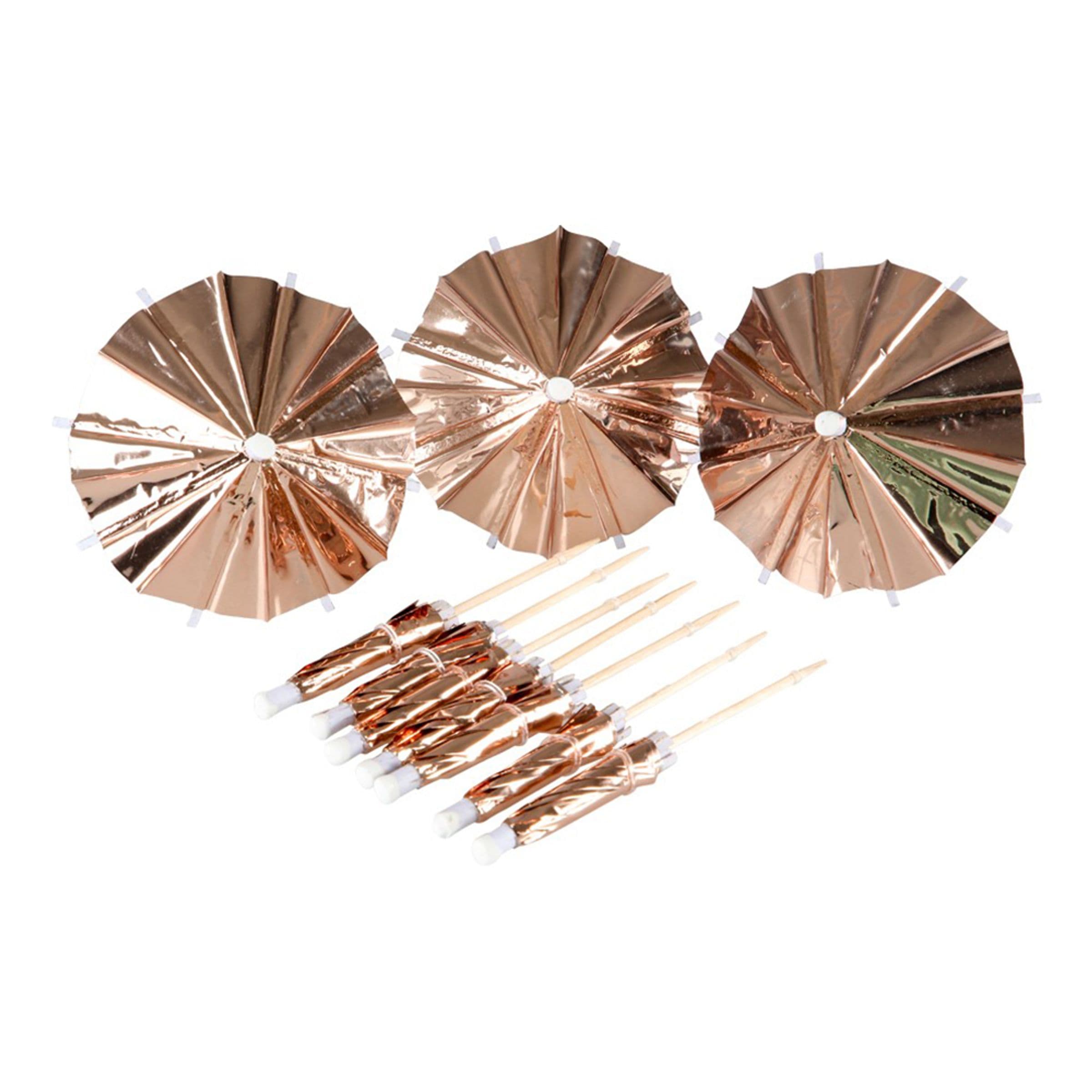 Drinkkiaurinkovarjot Ruusukulta - 10-pakkaus