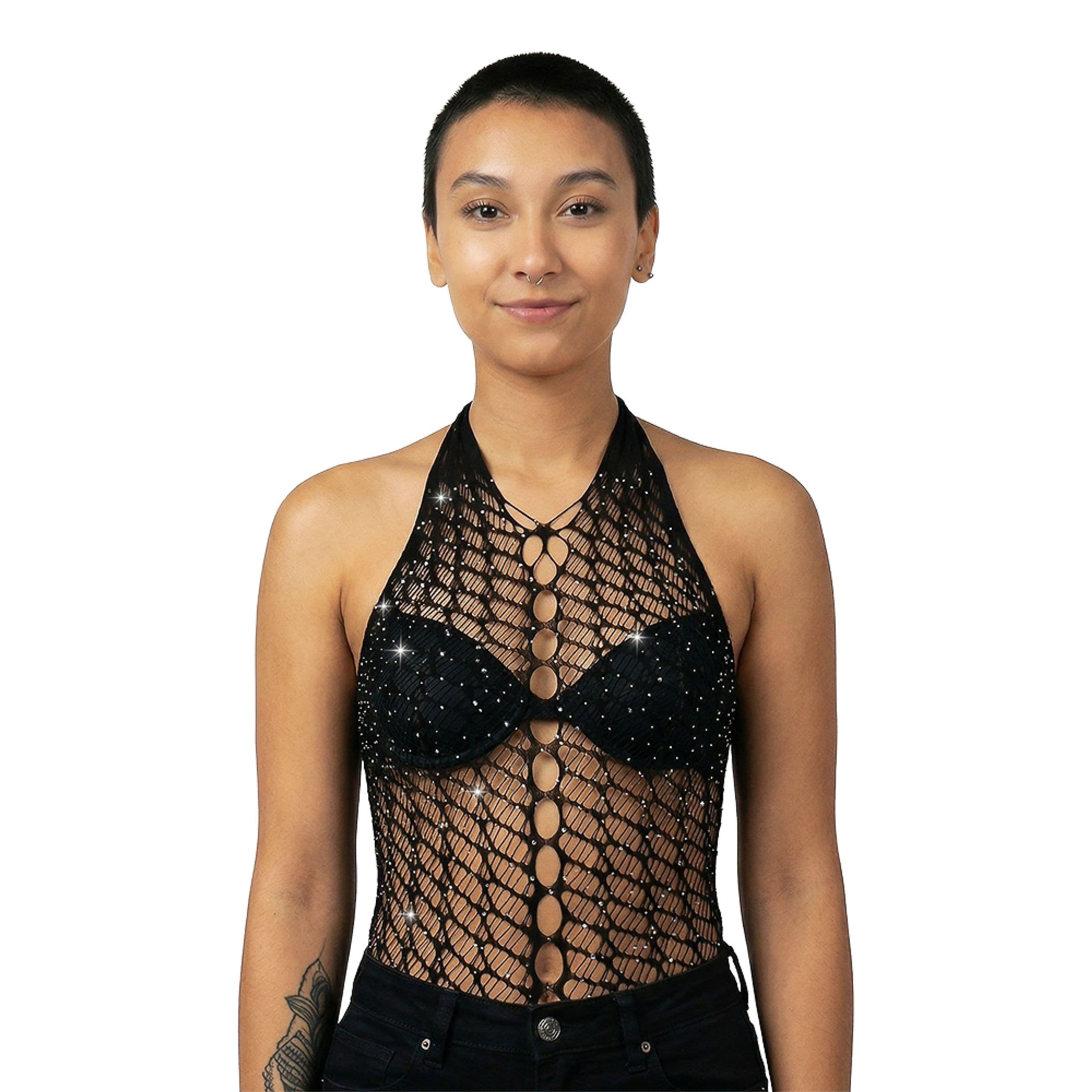 Fishnet-body strasseilla - One size