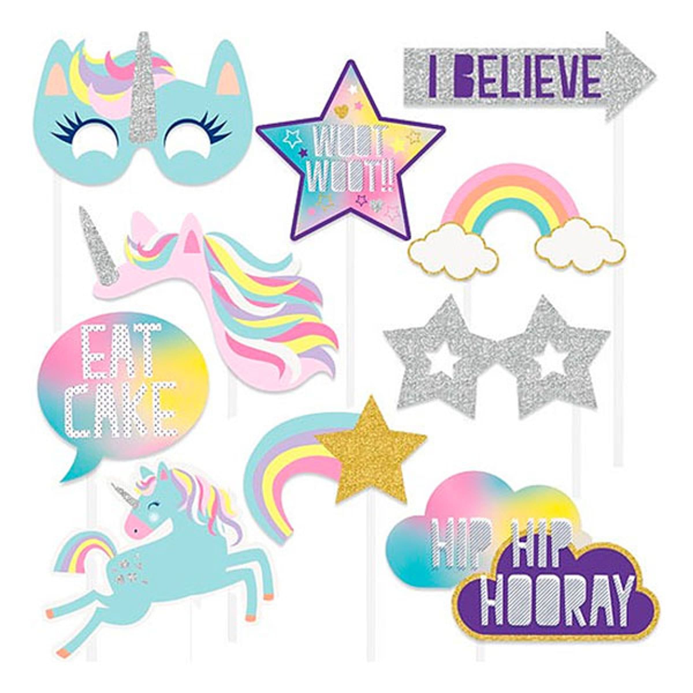 Valokuvausrekvisiitta Happy Birthday Unicorn - 10-pakkaus