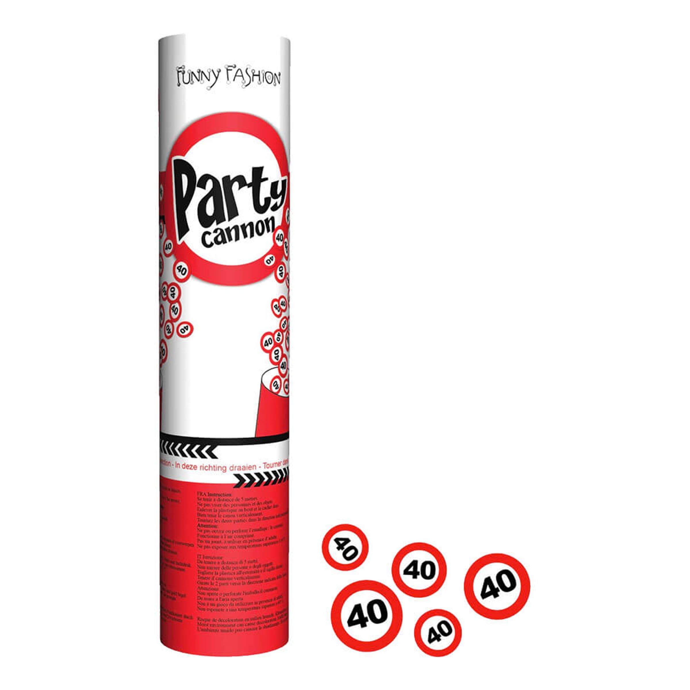 Konfettitykki Liikennemerkki 40