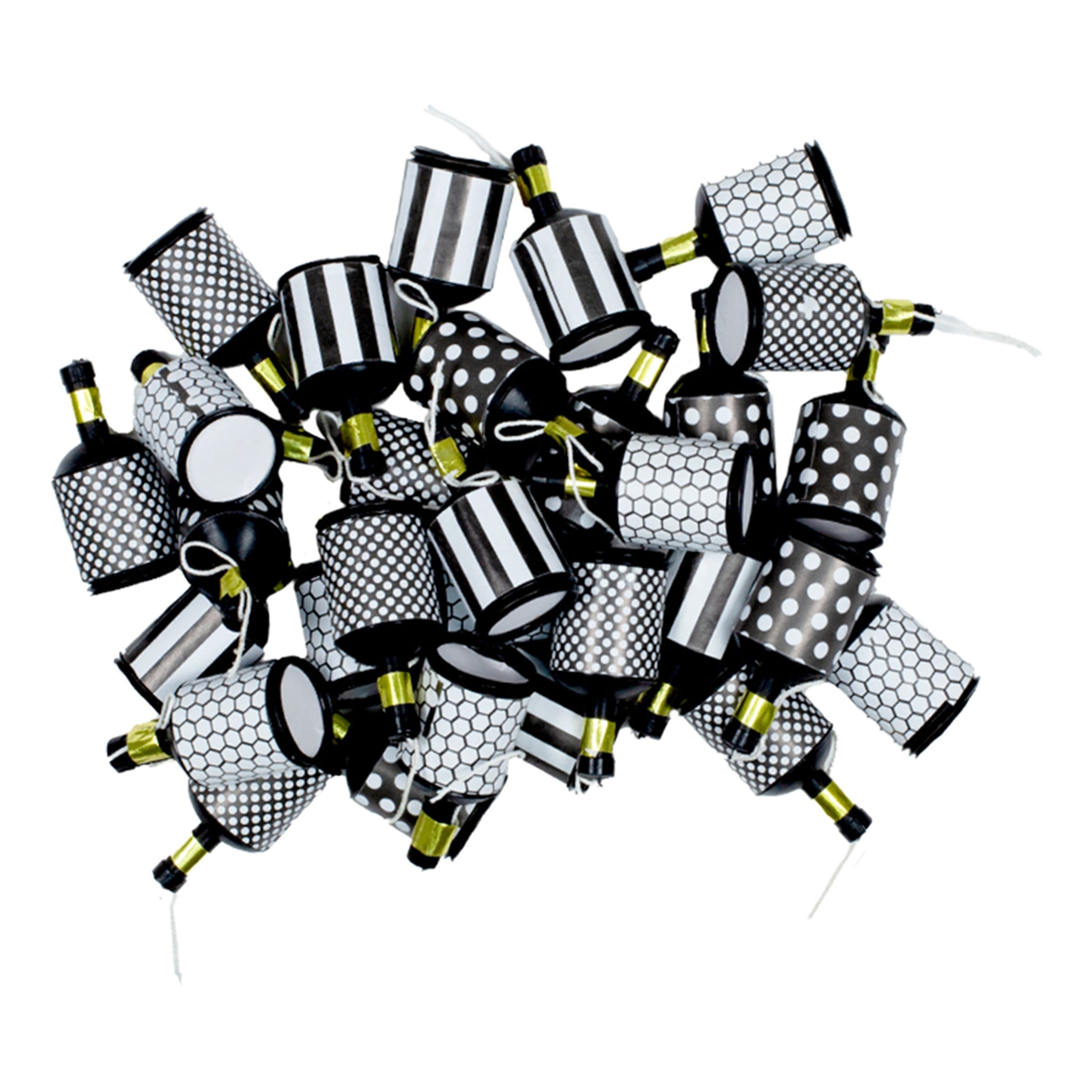 Party Poppers Musta/Valkoinen/Kulta - 30-pakkaus – Vulcan