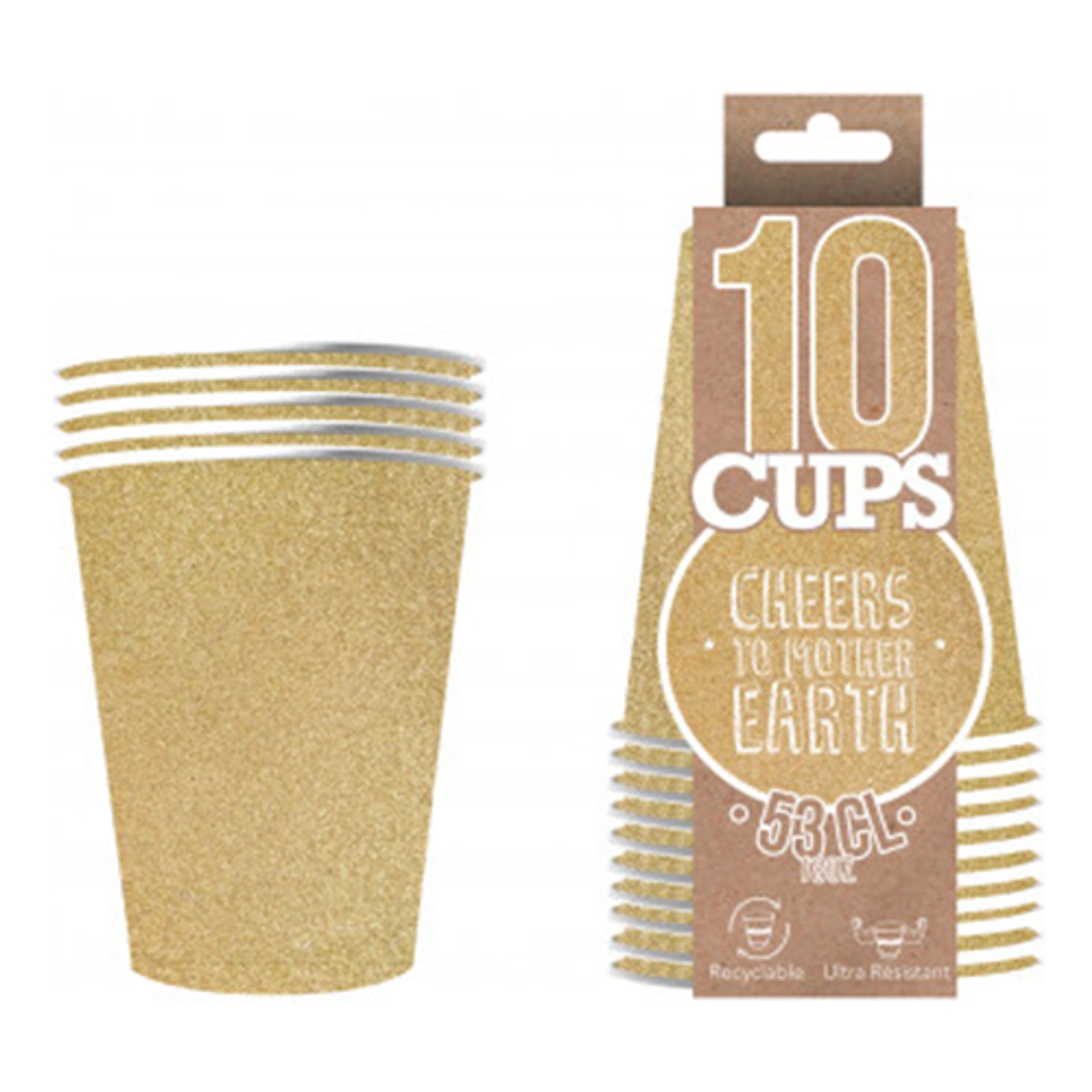 Party Cups Kimalteleva Kulta - 10-pakkaus
