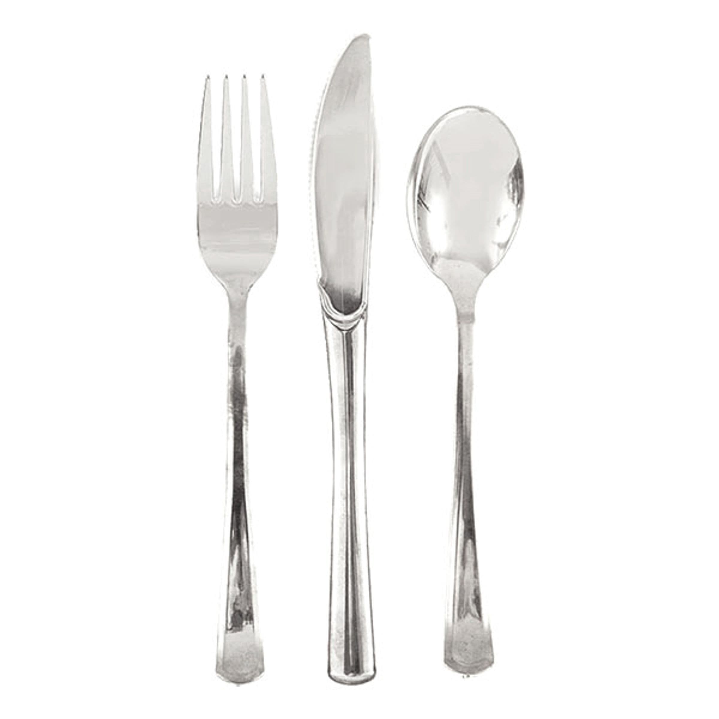 Muoviset Aterimet Hopea Metallic - 18-pakkaus