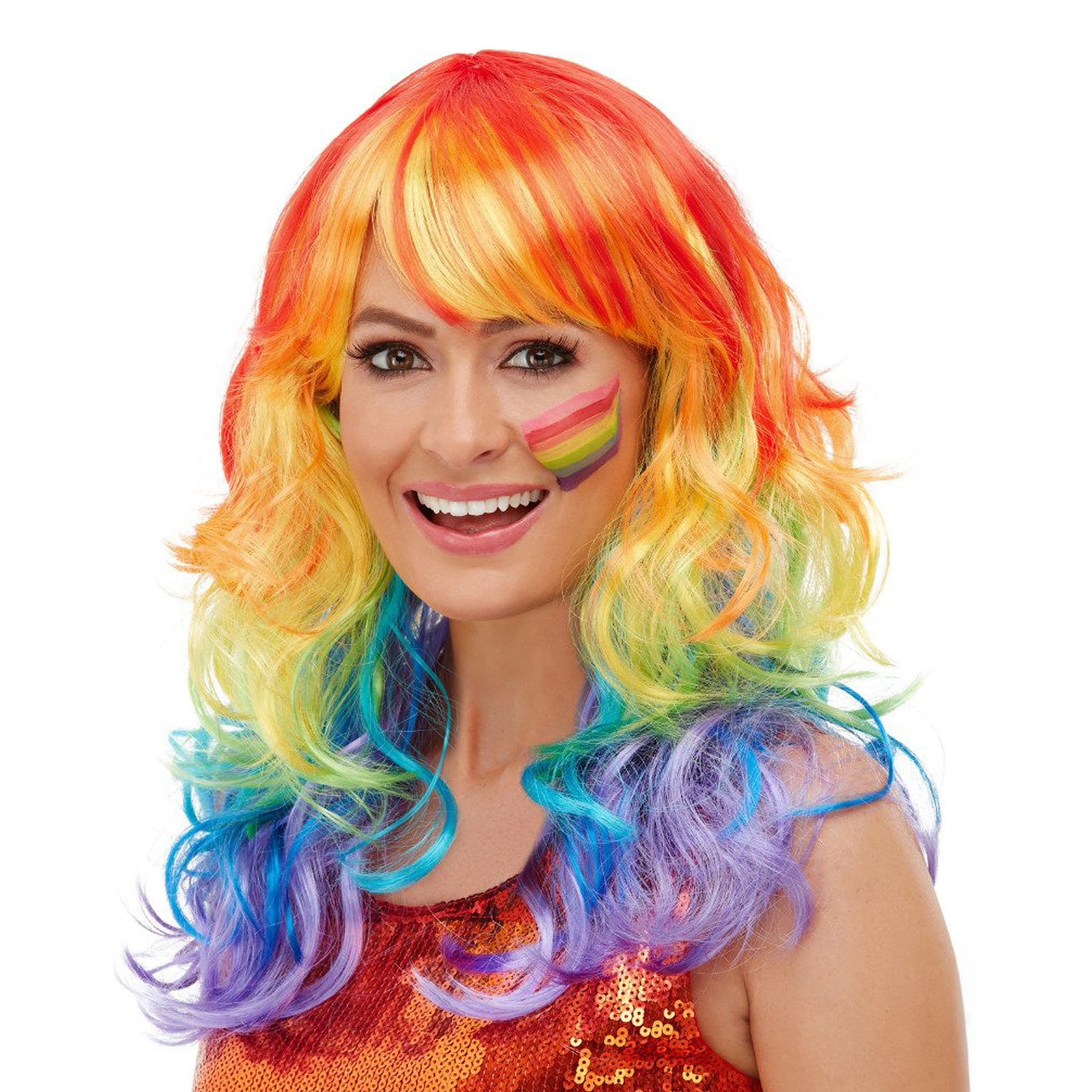 Sateenkaarenvärinen Pitkä Peruukki - One size – Smiffys