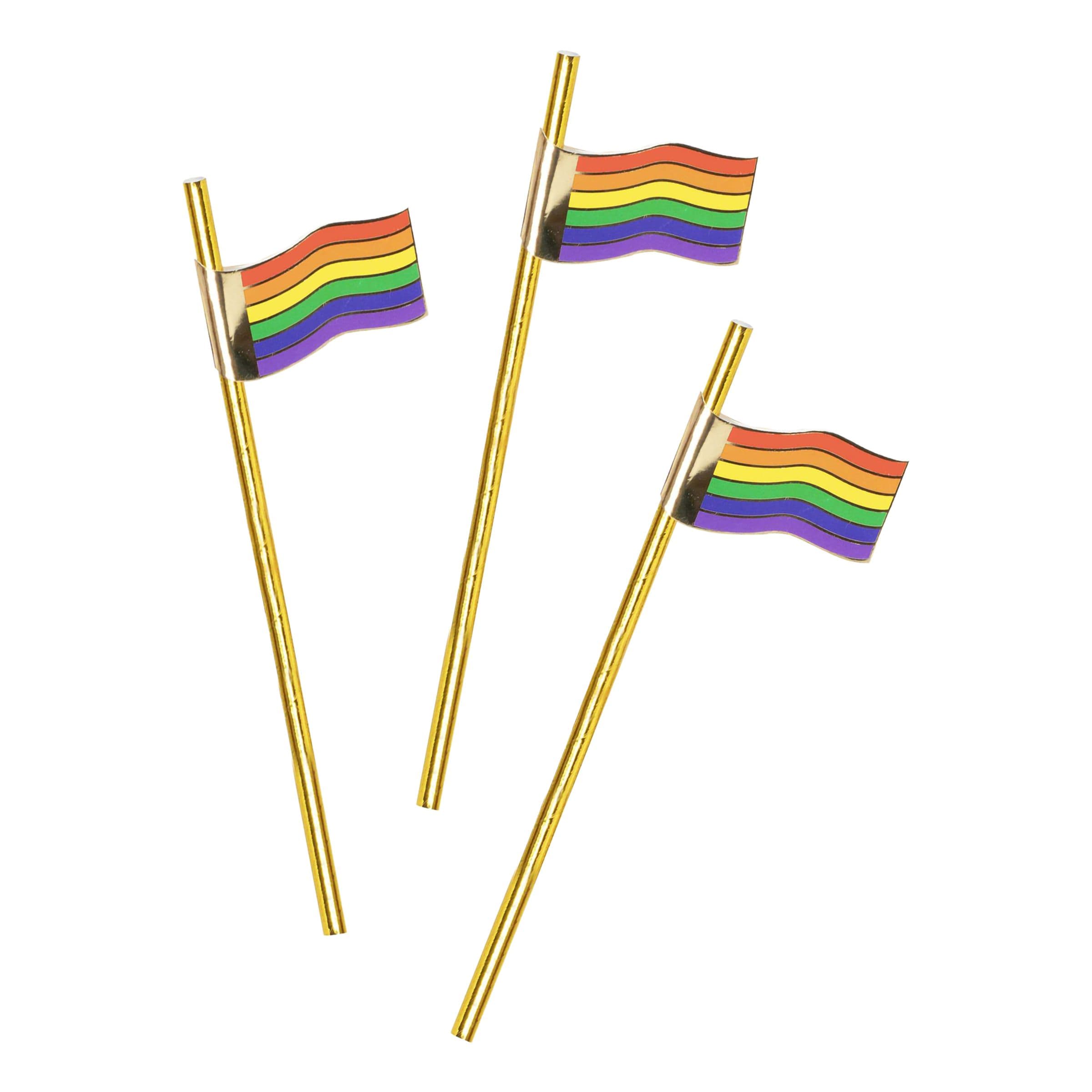 Kultaiset Pride-lippu Juomapillit - 16-pakkaus