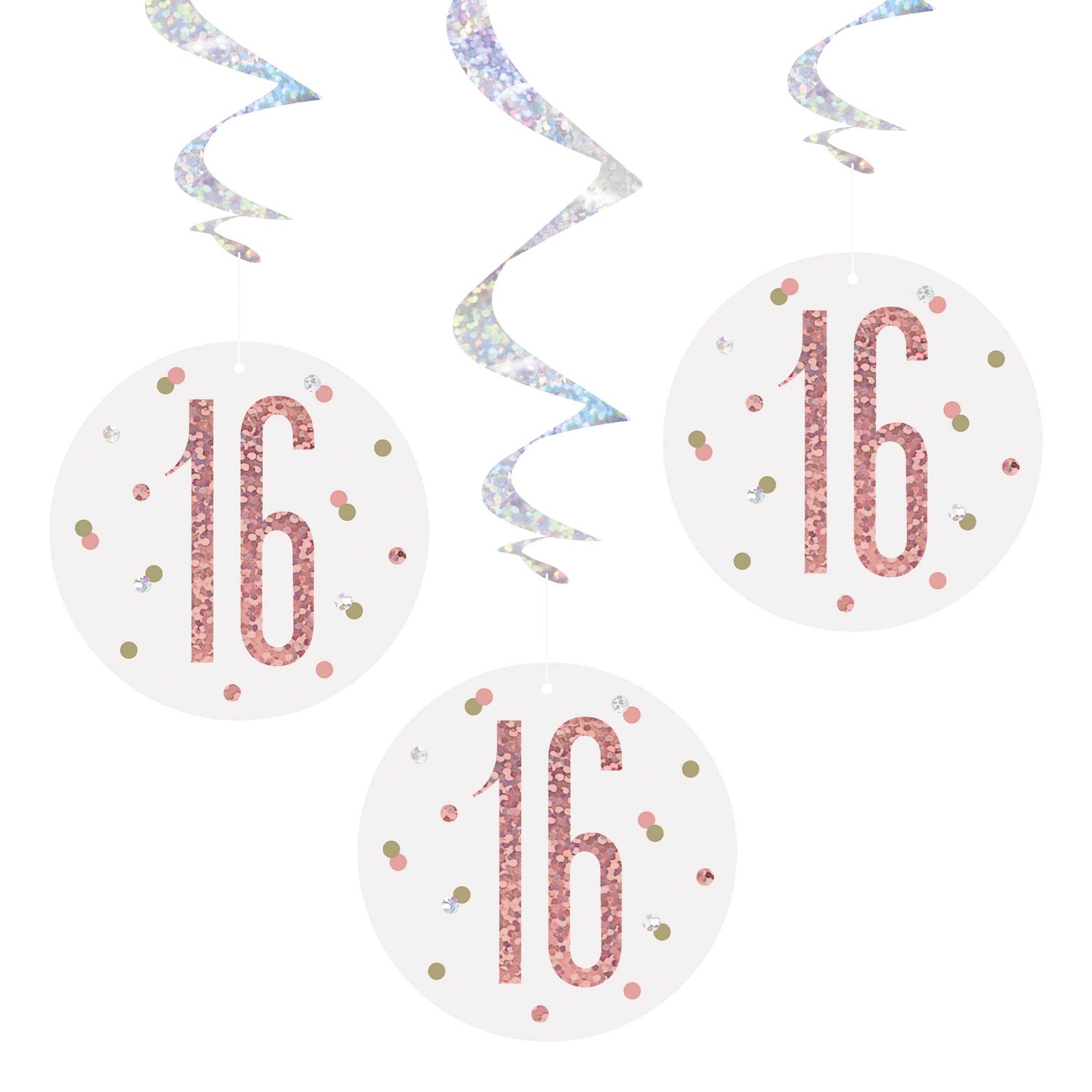 Swirls 16 Valkoinen/Ruusukulta - 6-pakkaus – Unique Party