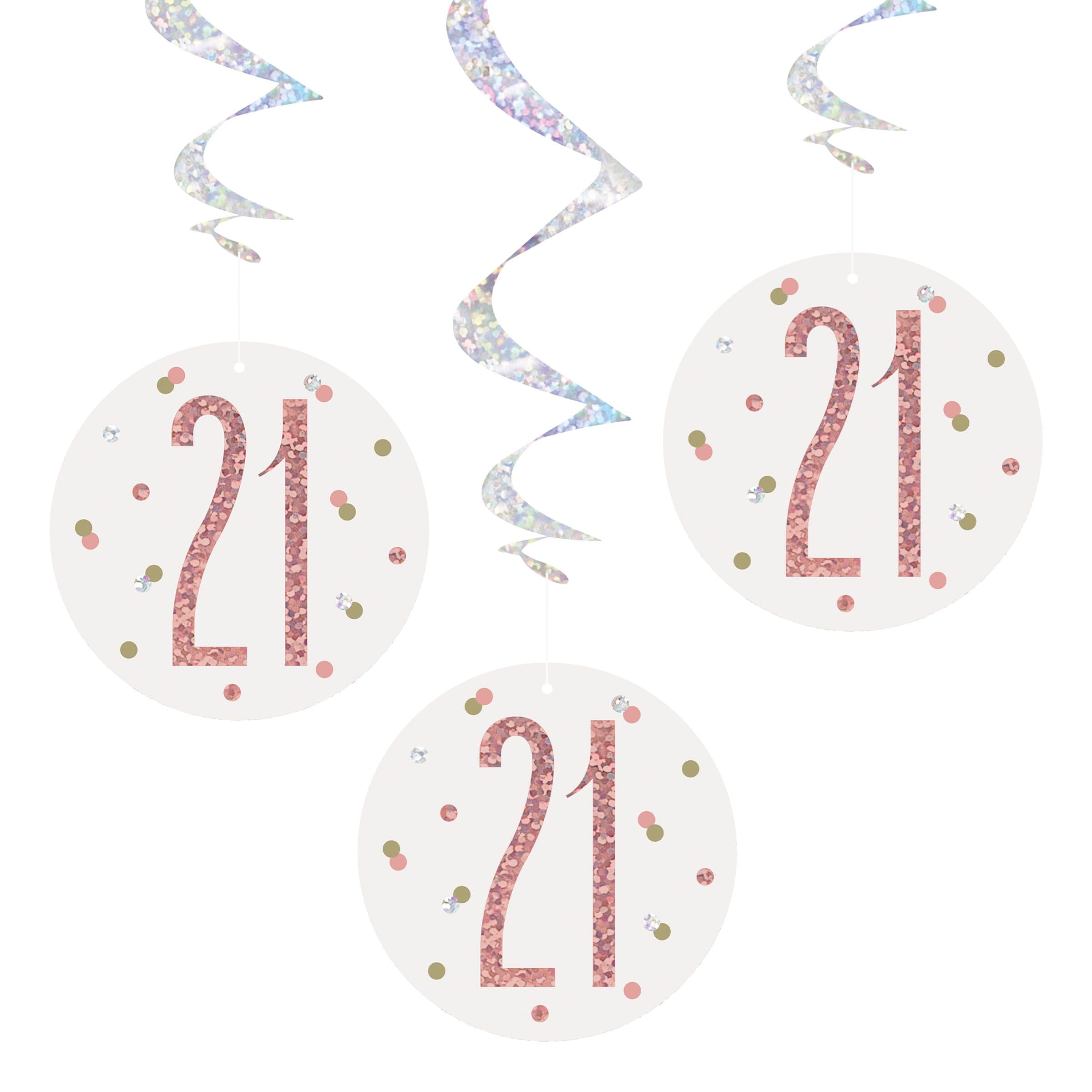 Swirls 21 Valkoinen/Ruusukulta - 6-pakkaus – Unique Party