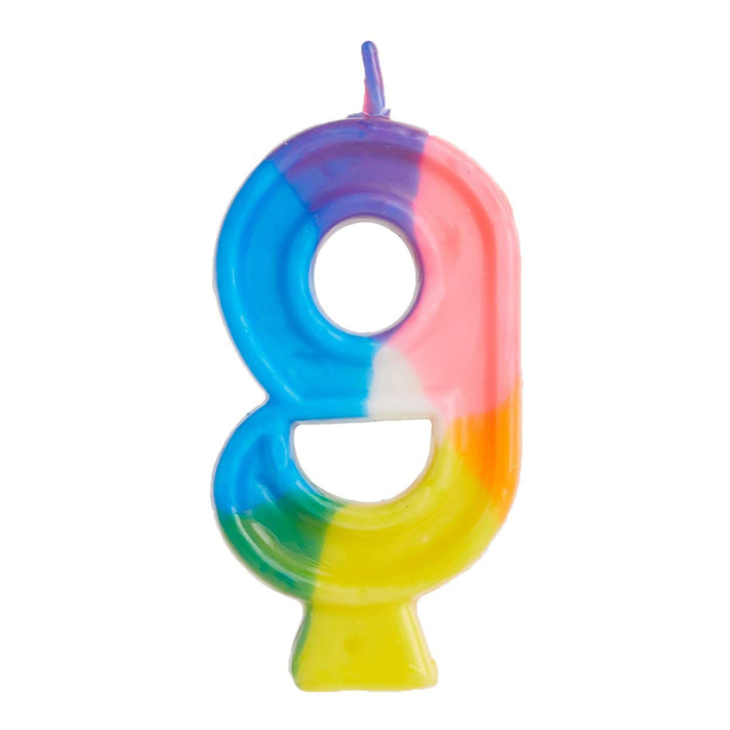 Kakkukynttilät Sateenkaarenväriset - Numero 9