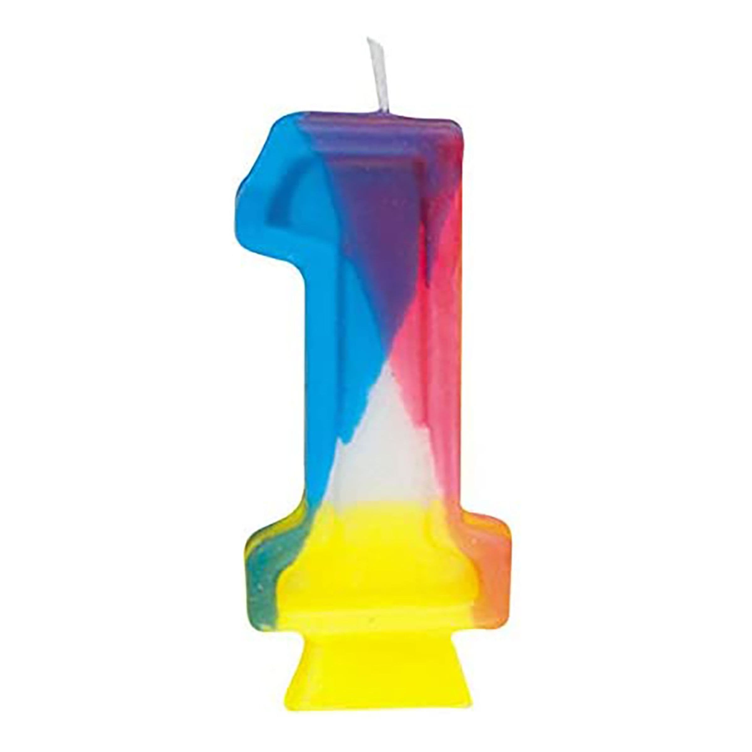 Kakkukynttilät Sateenkaarenväriset - Numero 1