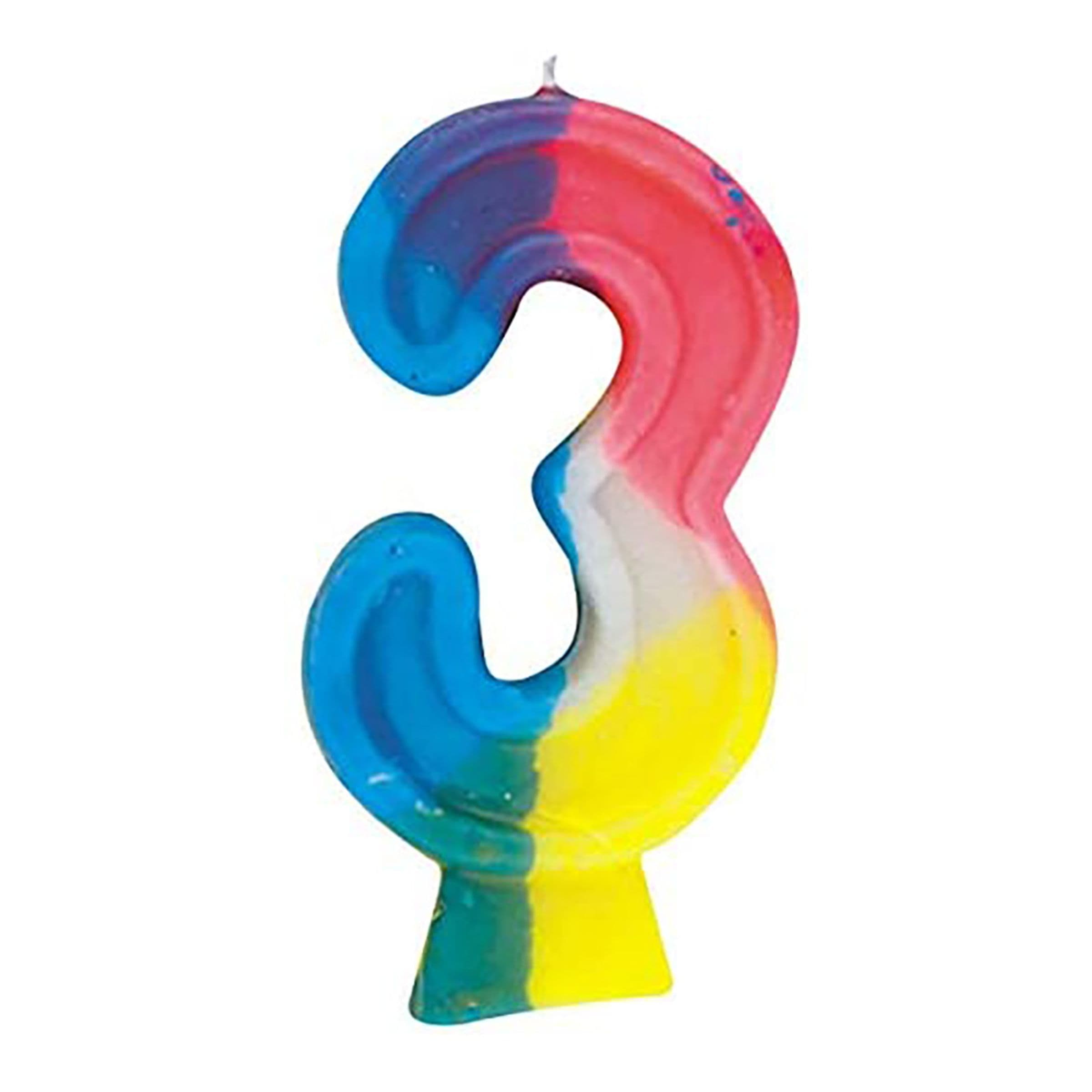 Kakkukynttilät Sateenkaarenväriset - Numero 3