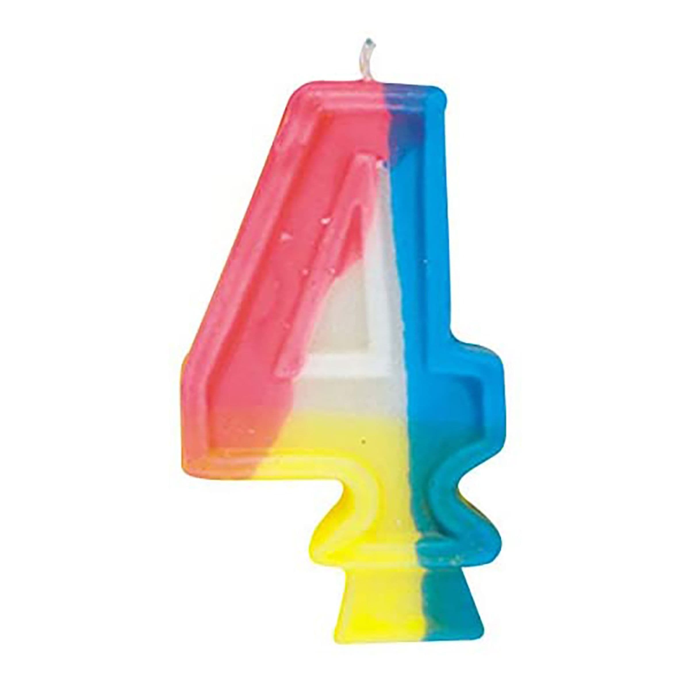 Kakkukynttilät Sateenkaarenväriset - Numero 4