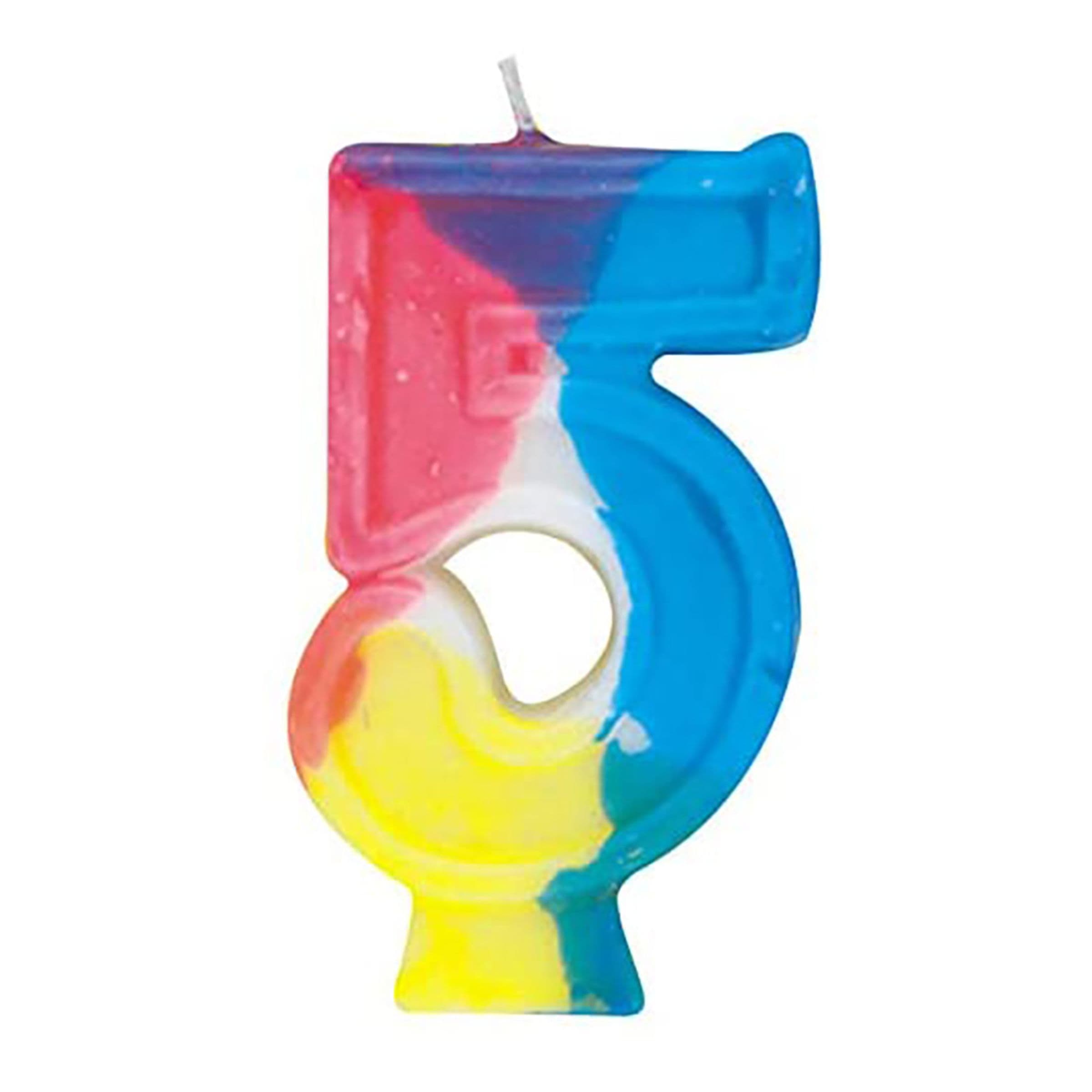 Kakkukynttilät Sateenkaarenväriset - Numero 5