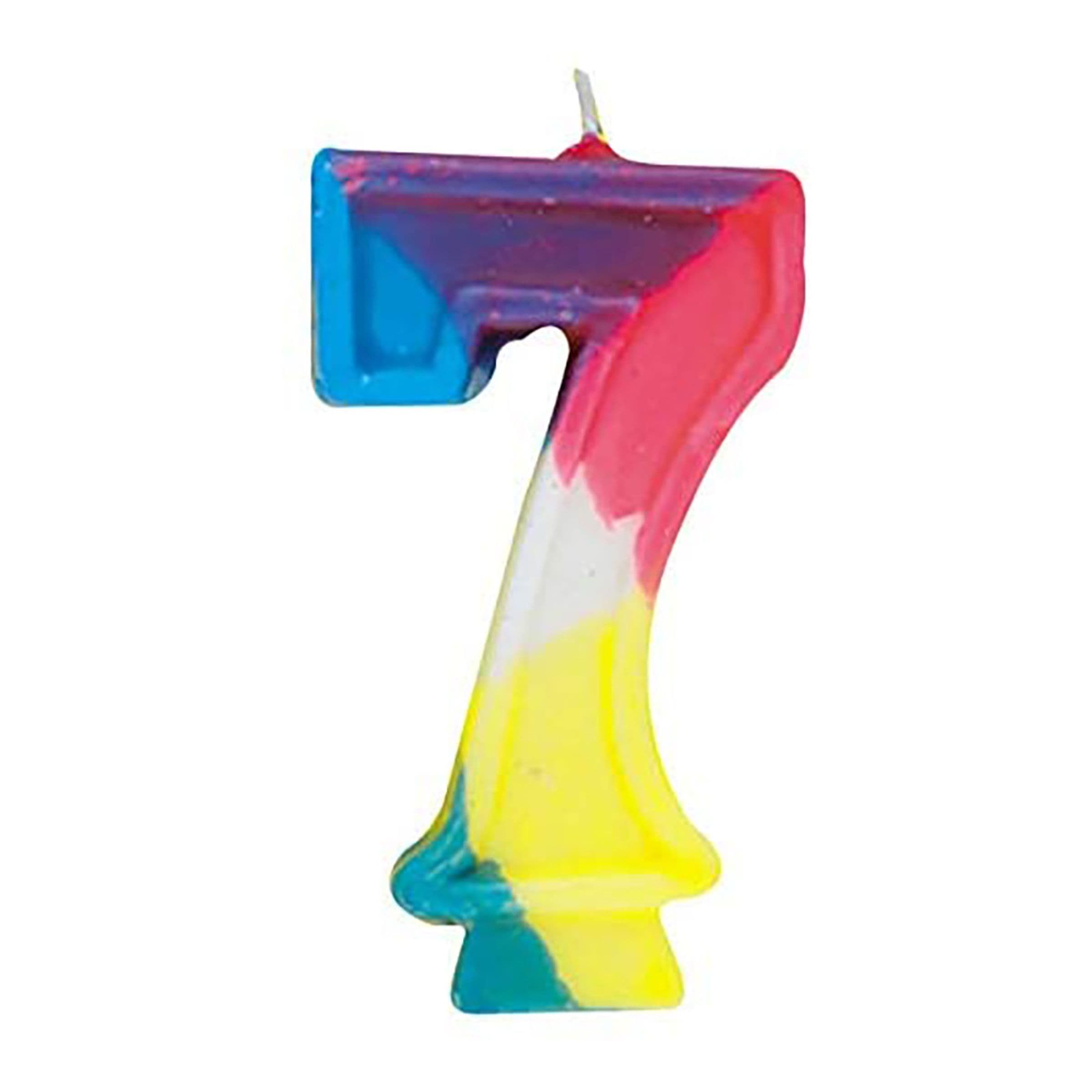 Kakkukynttilät Sateenkaarenväriset - Numero 7