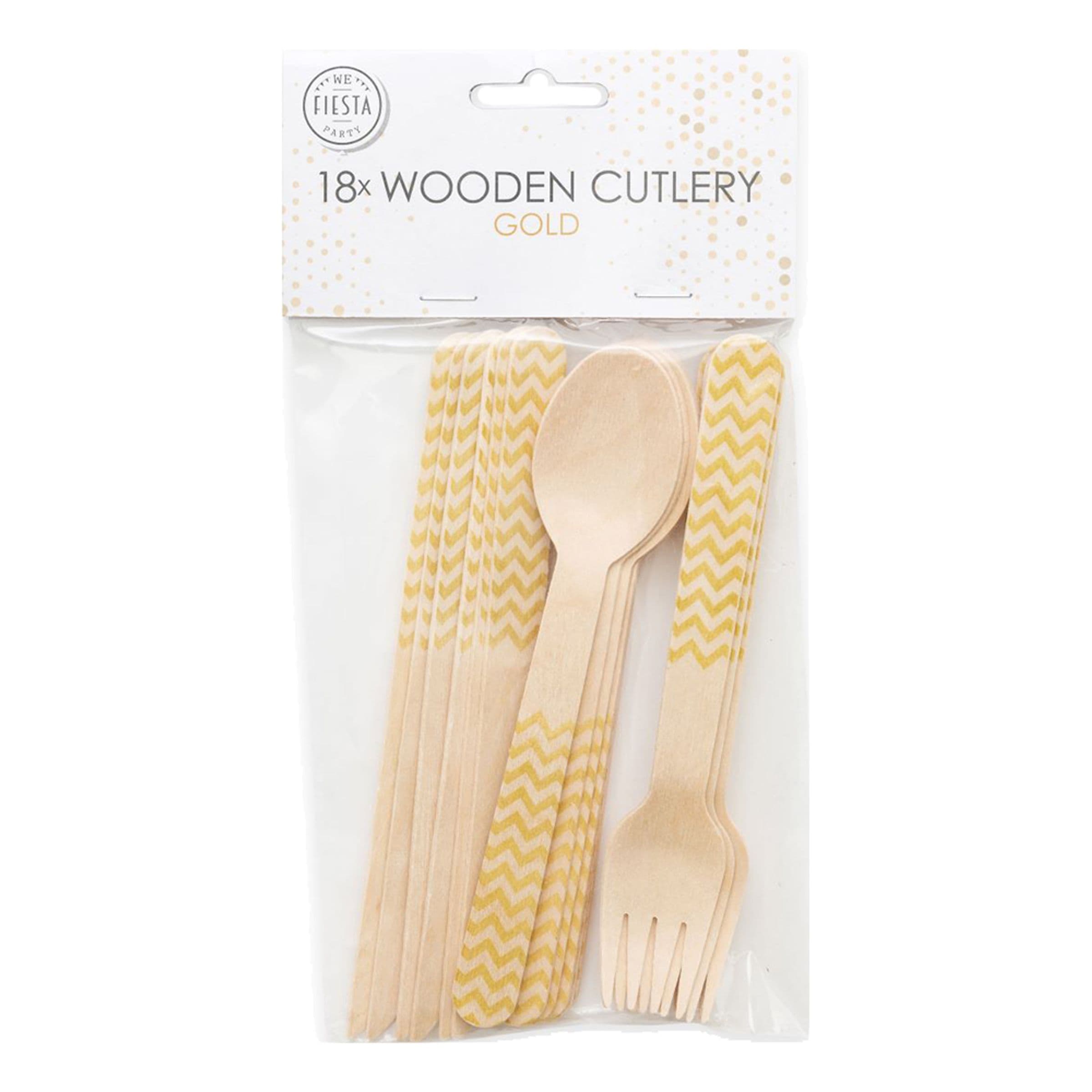 Puuaterimet Kulta Kuvio - 18-pakkaus – Globos Europe