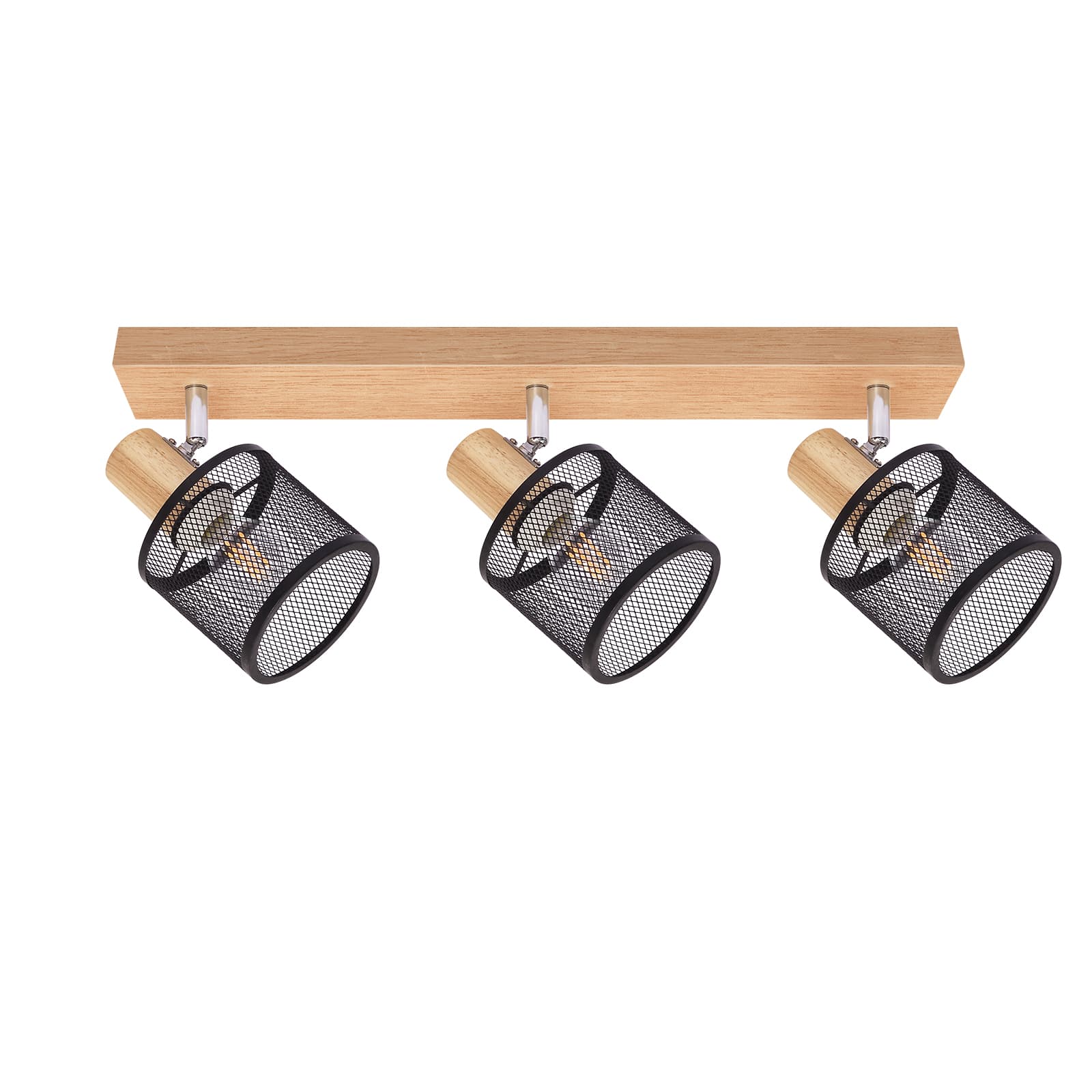 NETTLIFE Kattovalaisin, 3 pistettä, musta puukuvio - kattovalaisin E14, säädettävä 350°, 4 lamppua, max 25 W