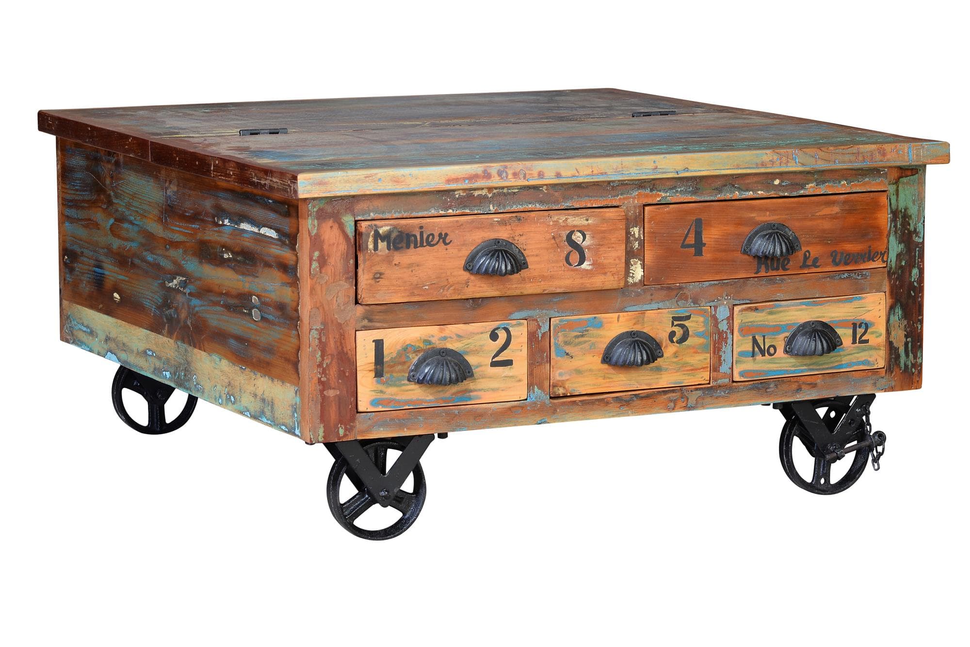 Monivärinen kierrätyspuusta valmistettu sohvapöytä – Giner y Colomer