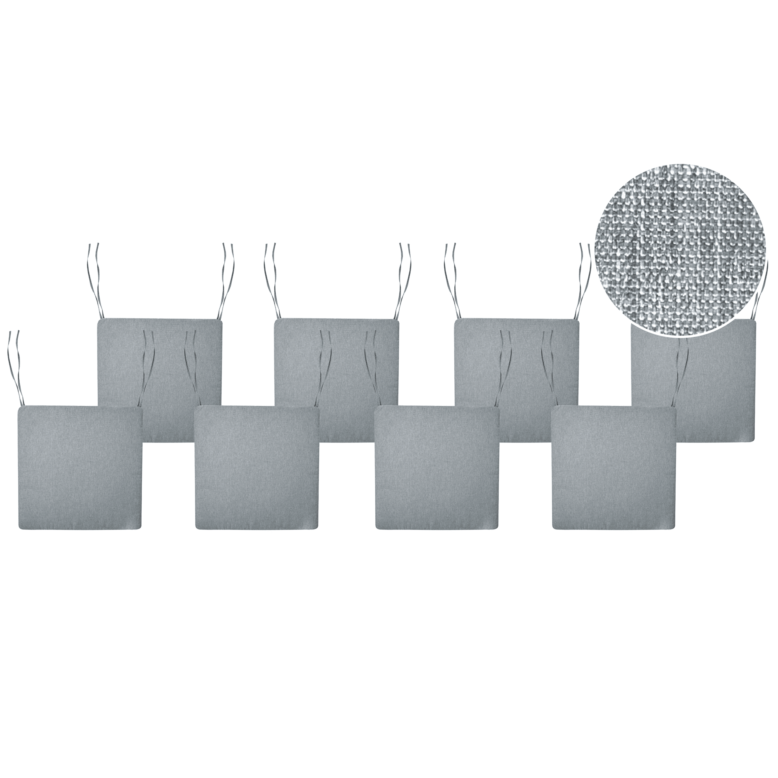 Puutarhatuolien istuintyynysetti 8 kpl SASSARI PREMIUM 46 x 46 cm Meleerattu harmaa – Beliani