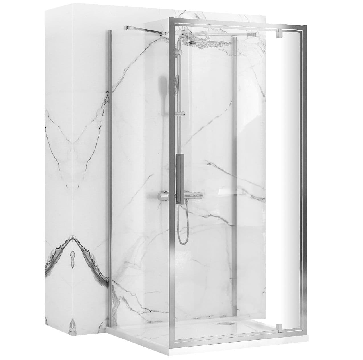 REA Seinän viereen asennettava suihkukaappi Rapid Swing 120x80 kromi, 120X80X195CM