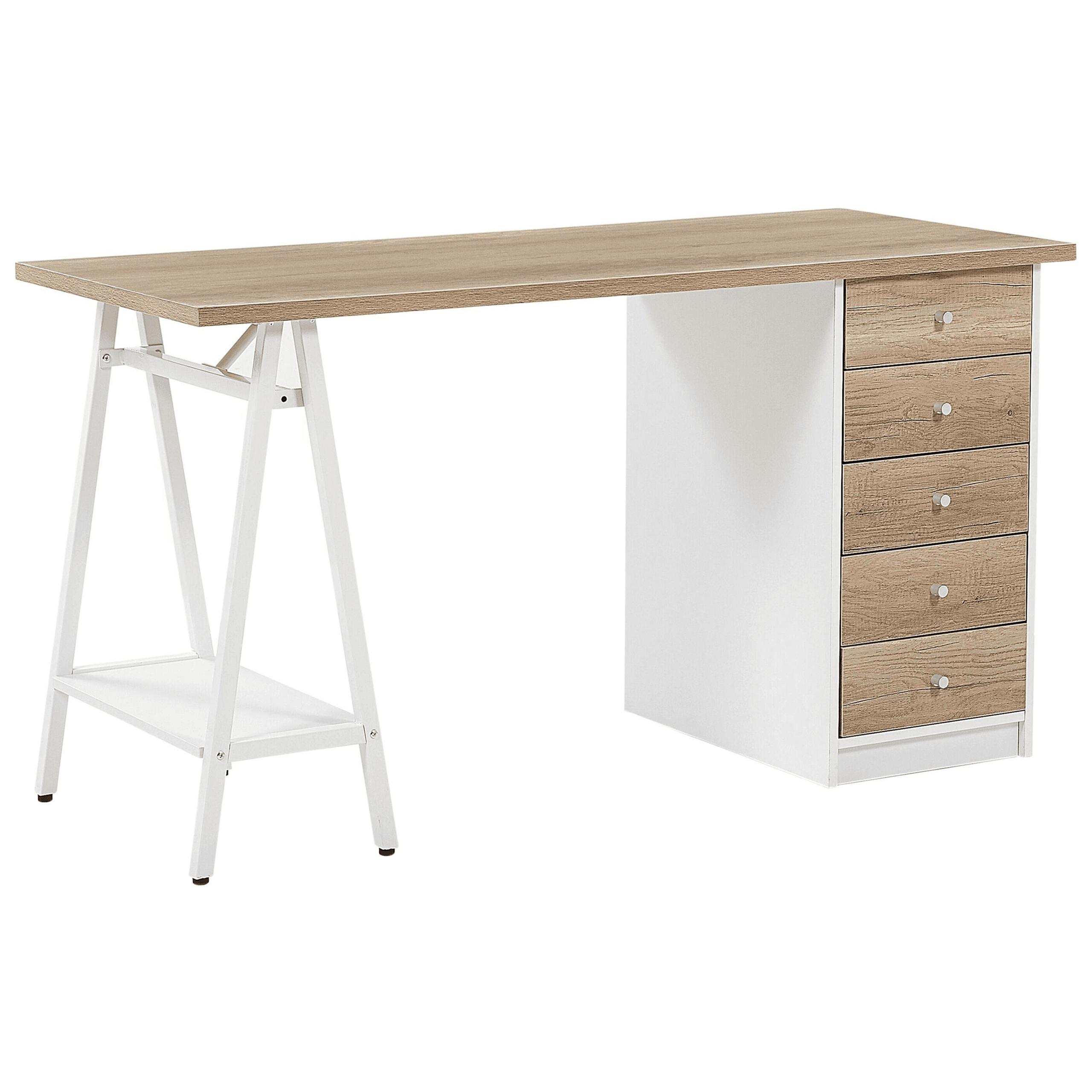 Työpöytä HEBER Ruskea/valkoinen 140 cm 60 cm säilytystila