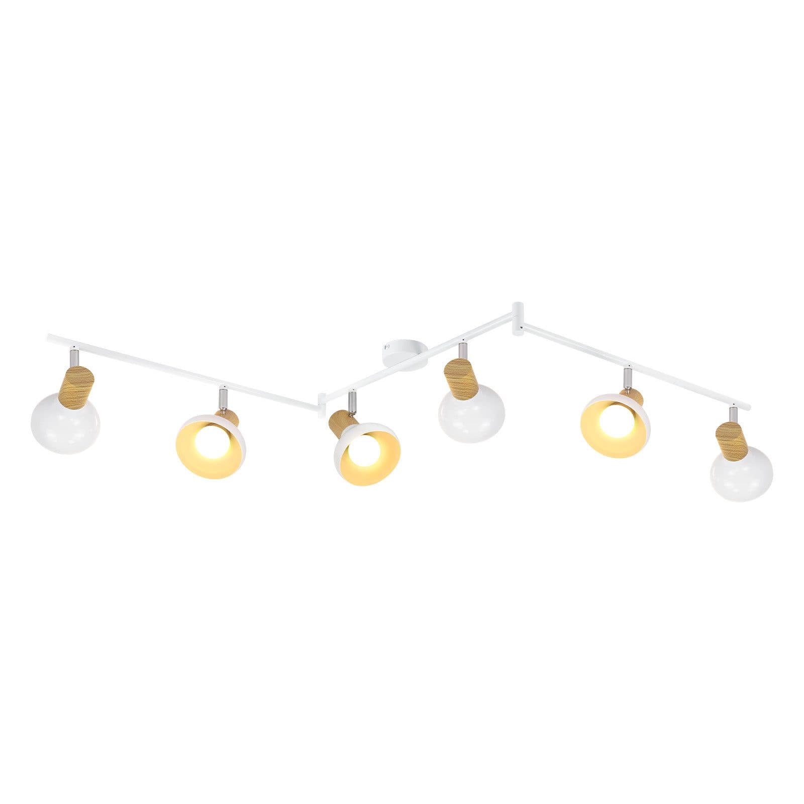 NETTLIFE Vintage - kattospottivalaisin E14 Sisäkäyttöön 350° Säädettävä Valkoinen Kääntyvä 350° Teollisuuskäyttöön 6 Liekkiä – Nettlife