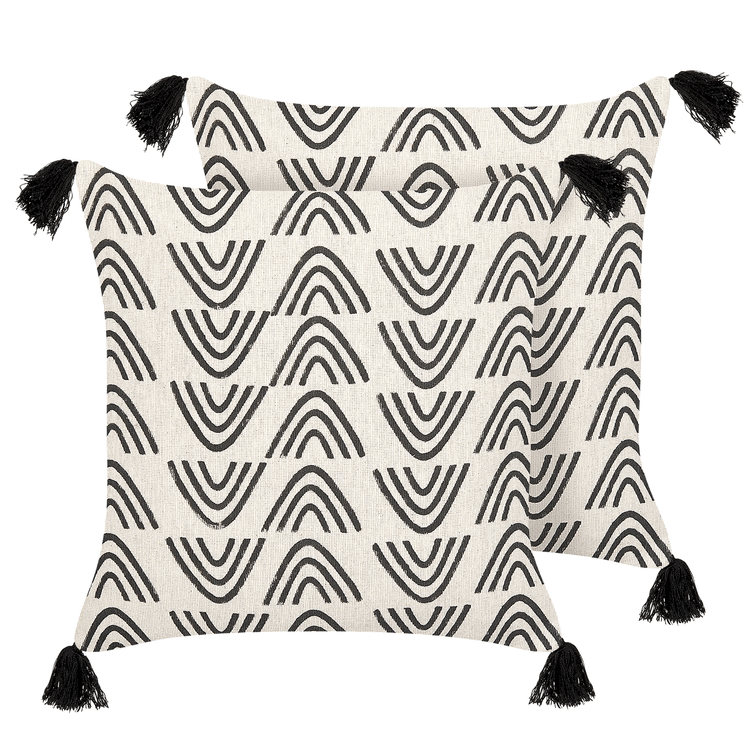 Koristetyynysetti 2 kpl MAYS puuvilla 45 x 45 cm Valkoinen Geometrinen kuvio – Beliani